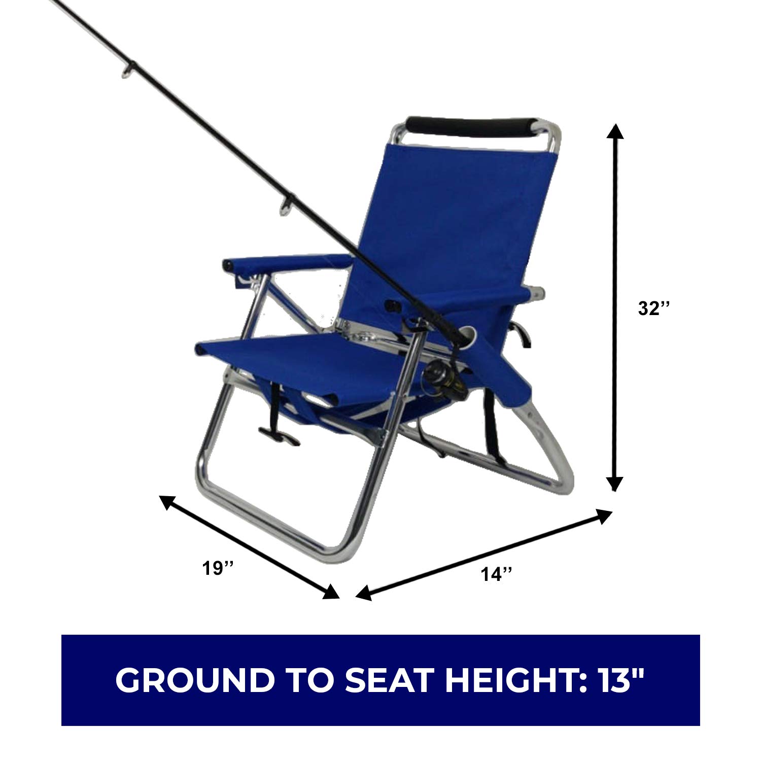 Ultra Light Portable Folding Fishing Chair - Aluminum Backpack Chair with Padded Straps, Lumbar Support, Cup & Rod Holder - Perfect for Camping, Beach, Hiking & Outdoor Adventures