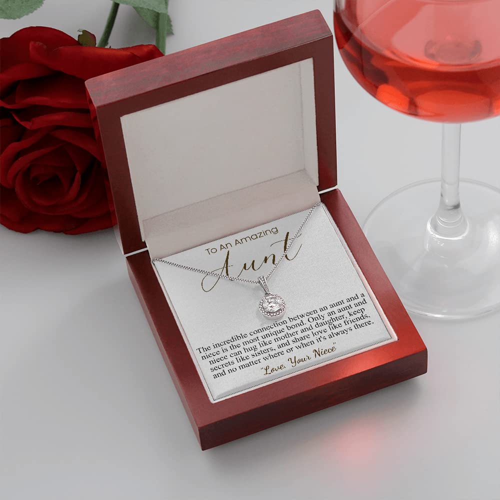 Personalized Jewelry Gifts for Aunt - Engraved Eternal Hope Necklace with Message Card - Meaningful Mother's Day Present for Bonus Mom, Stepmom & Special Women in Your Life - Perfect for Birthdays, Anniversaries & Appreciation Gifts