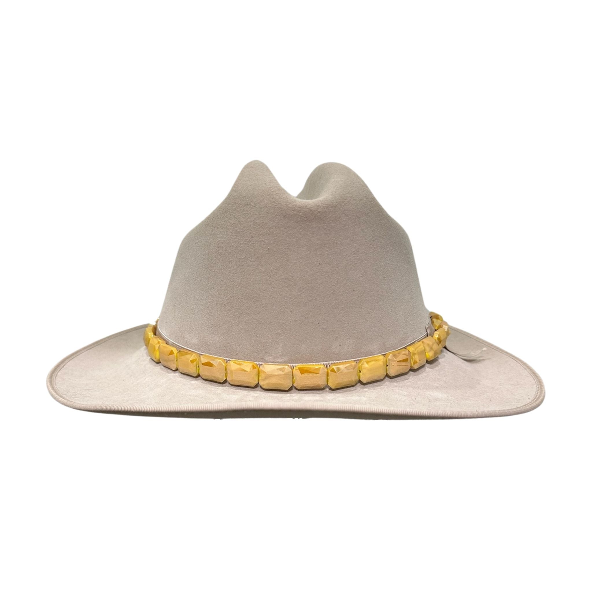 Mustard Beaded Hat Band for Cowboy Hats - Western Style Beaded Leather Hatband for Men & Women - Perfect for Rodeo, Country Music Festivals & Outdoor Adventures