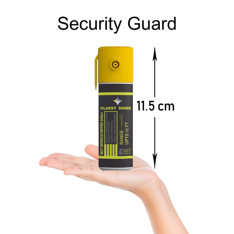 CLASSY SHINE Pepper Spray for Women - 55ml Self Defense Spray (Pack of 2, Yellow) | Personal Safety Protection for Jogging, Night Walks & Travel