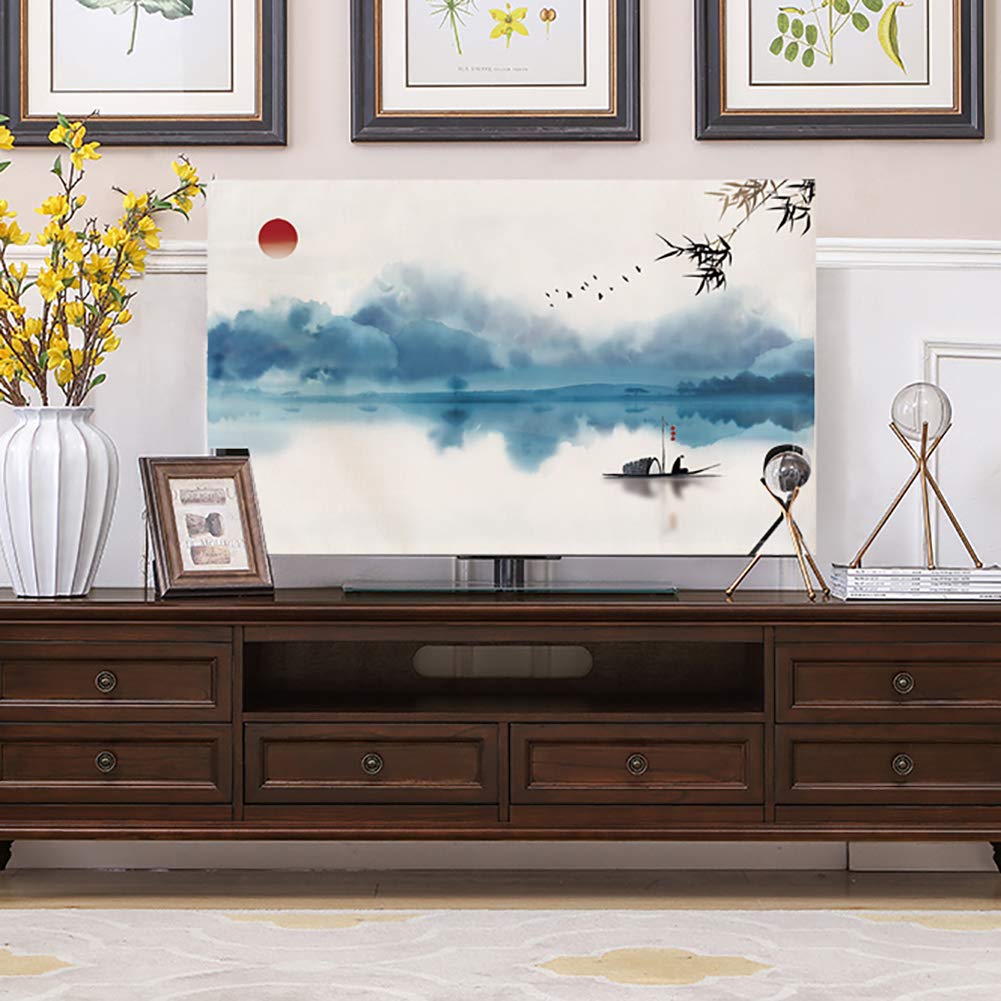 Elegant TV Dust Cover for 24-65 Inch LCD LED Screens - Home Theater TV Screen Protector Cloth (Landscape Design, 55 Inch) - Perfect for Living Room, Bedroom & Home Theater Protection