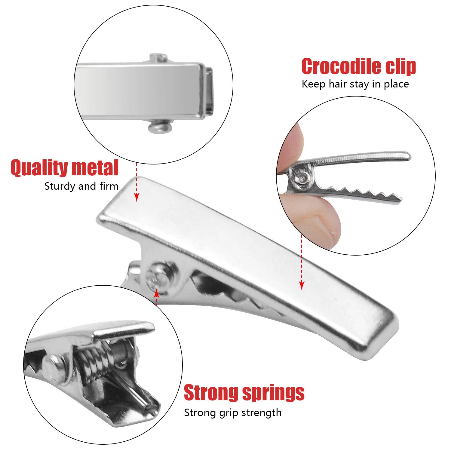 100pcs 2cm Alligator Hair Clips with Teeth - Single Prong Duckbill Hair Pins for Hair Bows, Crafts & DIY Accessories - Perfect for Hair Styling, Salon Use & Gift Packaging