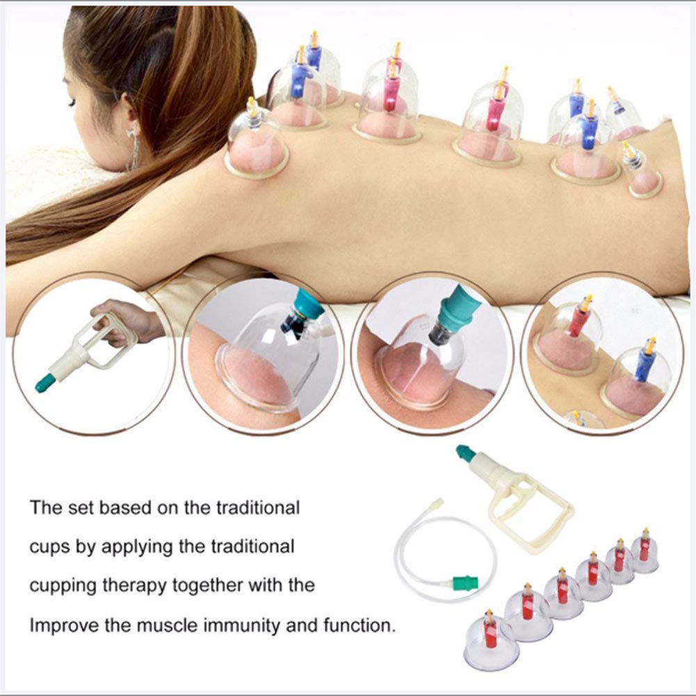 ELQ Cupping Therapy Set - 24 Pcs Biomagnetic Vacuum Cupping Cups for Back & Neck Pain Relief, Muscle Relaxation, Weight Loss - Home Massage Kit for Spa, Yoga, Fitness Recovery