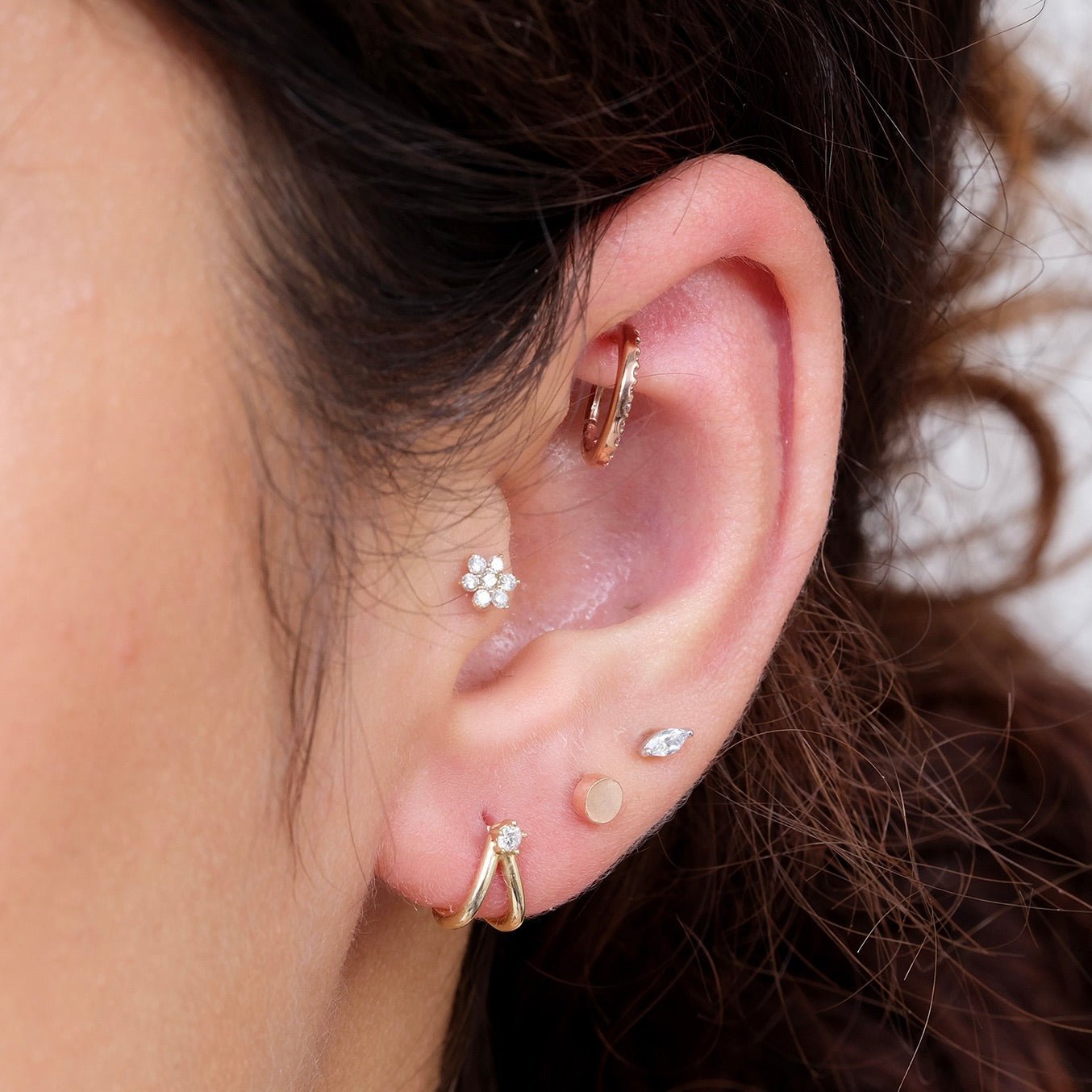 14K Solid Rose Gold Flat Back Stud Earrings - Hypoallergenic, Dainty & Elegant Jewelry for Women - Perfect for Everyday Wear, Gifts & Special Occasions