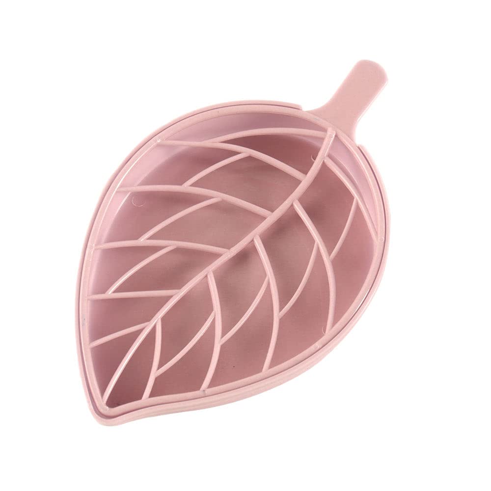 Leaf-Shaped Soap Dish with Draining Tray - Stylish Shower & Kitchen Soap Holder for Bathroom Decor (Pink) - Perfect for Spa, Guest Bathrooms & Modern Homes