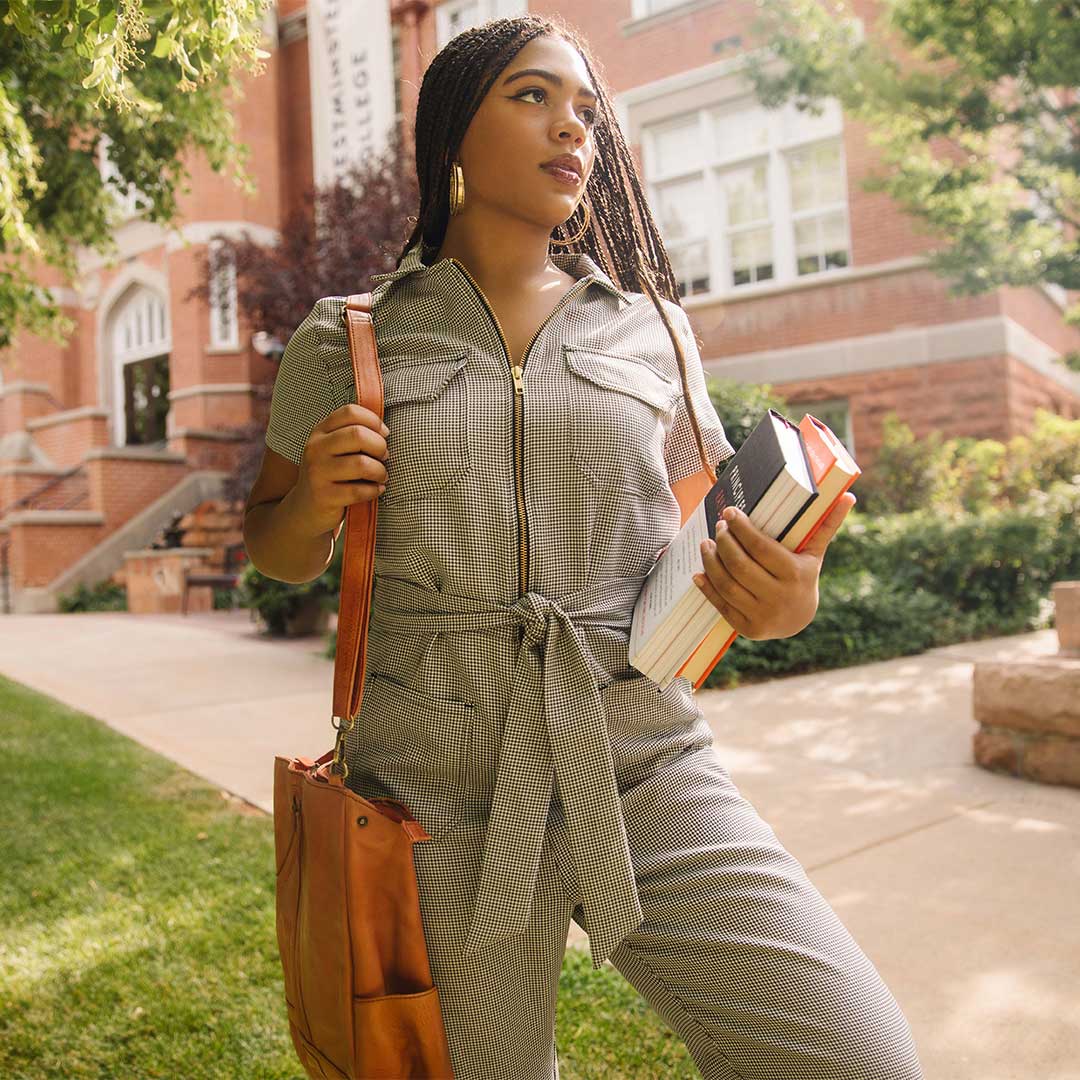 Stylish Houndstooth Print City Jumpsuit for Women - Trendy One-Piece Romper with Pockets | Perfect for Office Wear, Casual Outings & Night Events