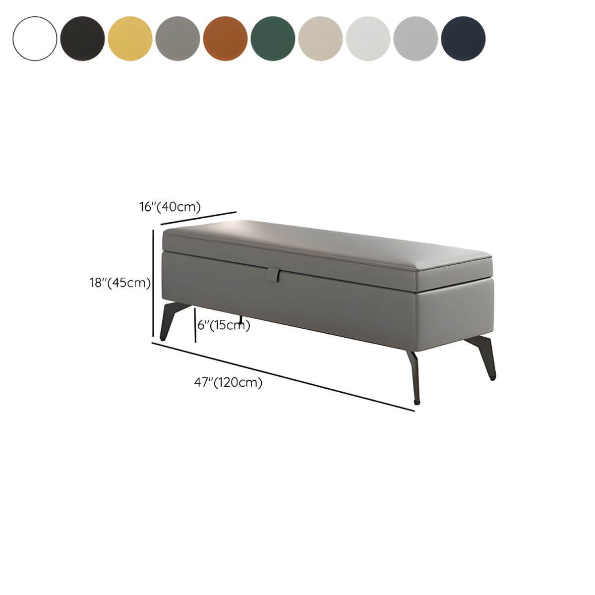 Modern Large Black Faux Leather Storage Ottoman with Removable Top - Perfect for Living Room, Bedroom & Home Office Organization