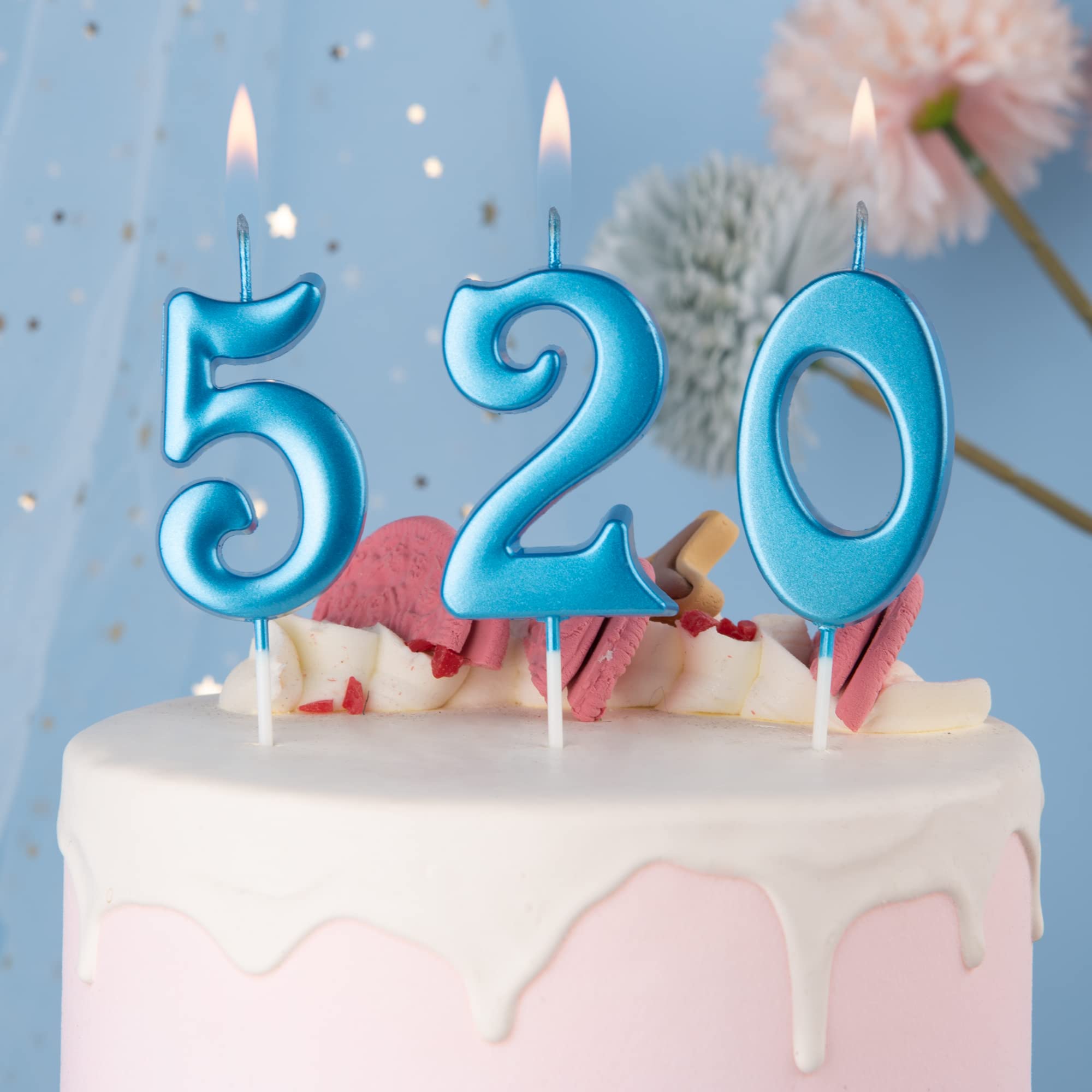 Blue Number Birthday Candles (10-Count) for Parties & Baby Showers