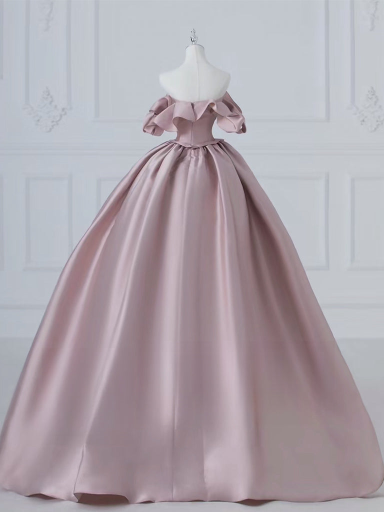 Elegant A-Line Pink Satin Prom Dress for Women - Perfect for Homecoming, Formal Dances & Special Occasions