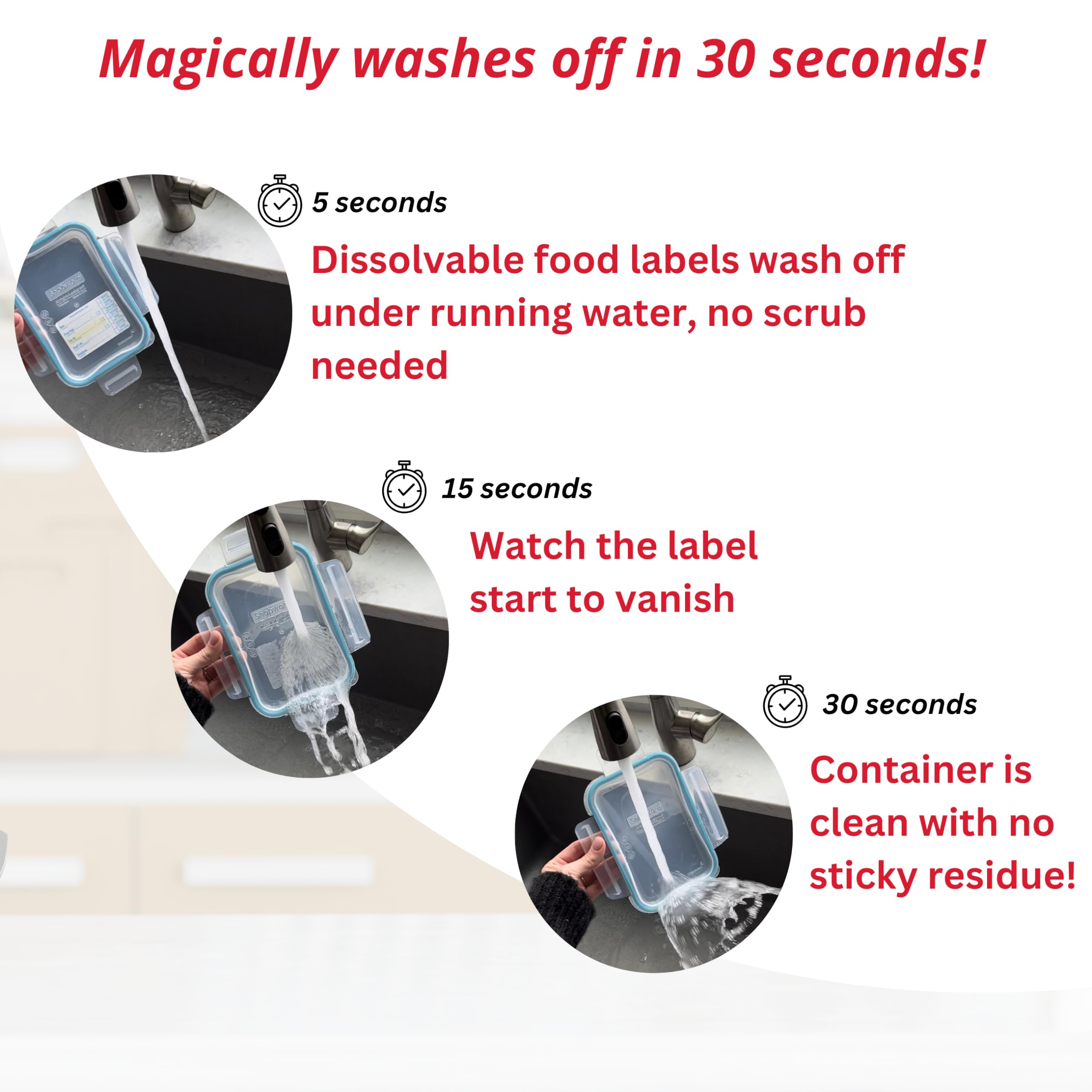 2x3 Dissolvable Food Labels - 250 Stickers for Kitchen & Freezer Containers