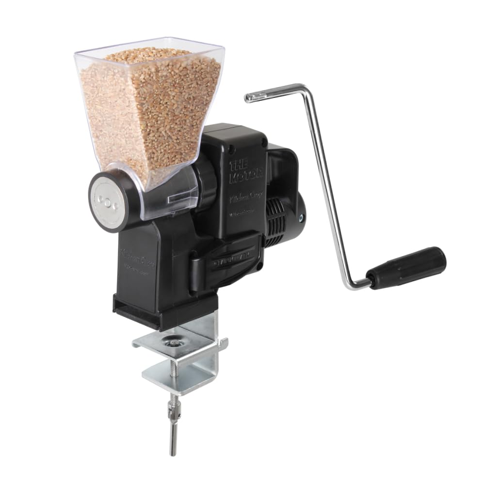 Premium Stainless Steel Grain Mill for Wheat Flour Grinding - Heavy Duty Electric Grain Grinder with Metal Burrs - Perfect for Home Baking, Bread Making & Healthy Meal Prep