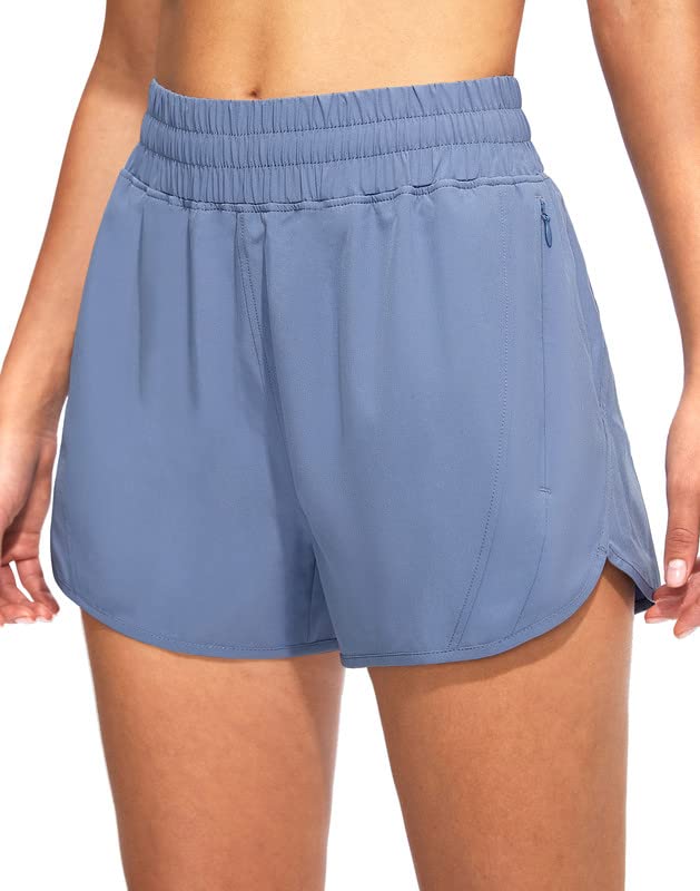 Obla Women's High Waisted Running Shorts with Zipper Pockets - 3 Inch Inseam Athletic Workout Gym Shorts with Liner - Perfect for Jogging, Yoga & Fitness Training