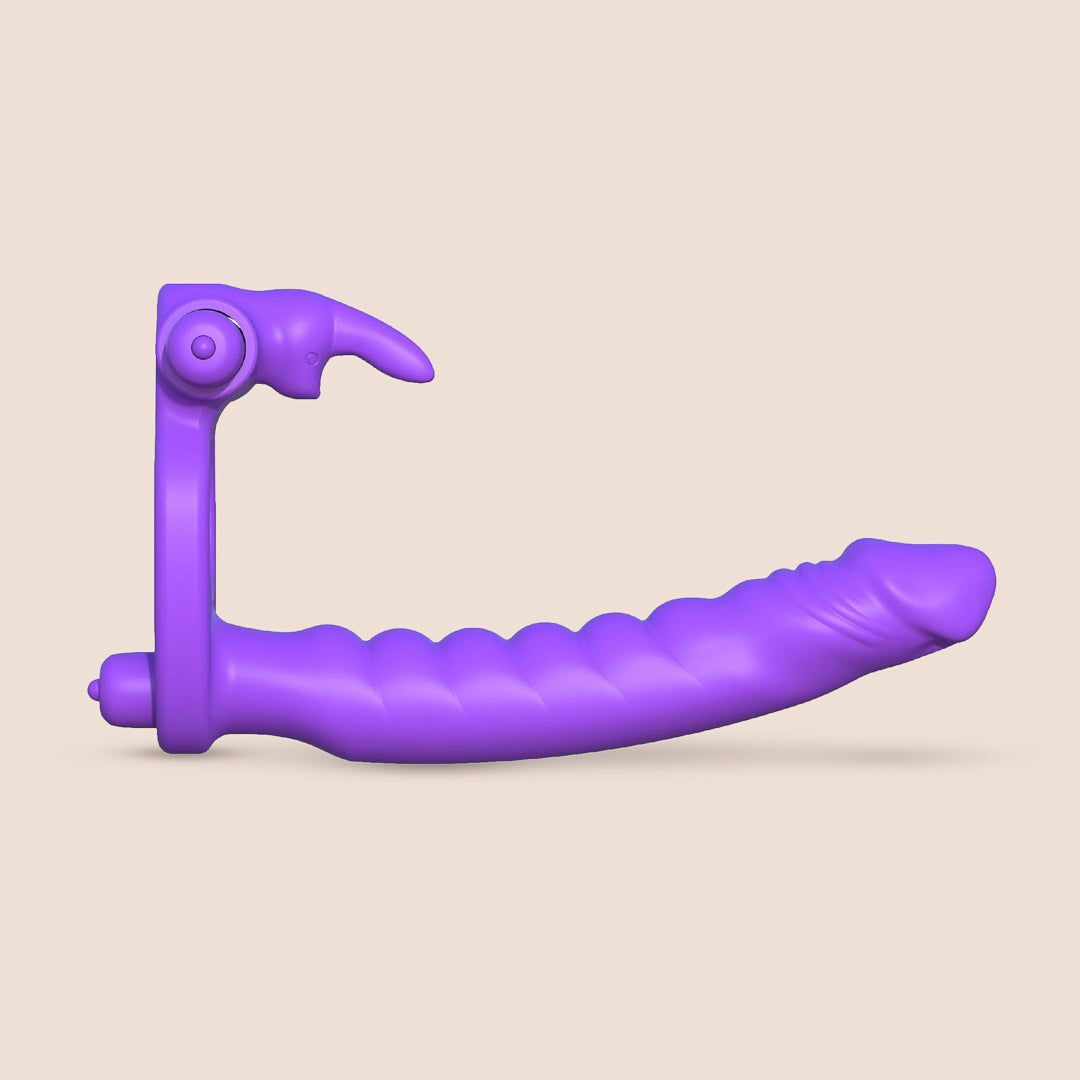 Fantasy C Ringz Silicone Double Penetrator Rabbit Vibrator with 2 Removable Bullets - Dual Stimulation for Couples & Solo Play, Waterproof & Rechargeable Adult Toy for Enhanced Pleasure