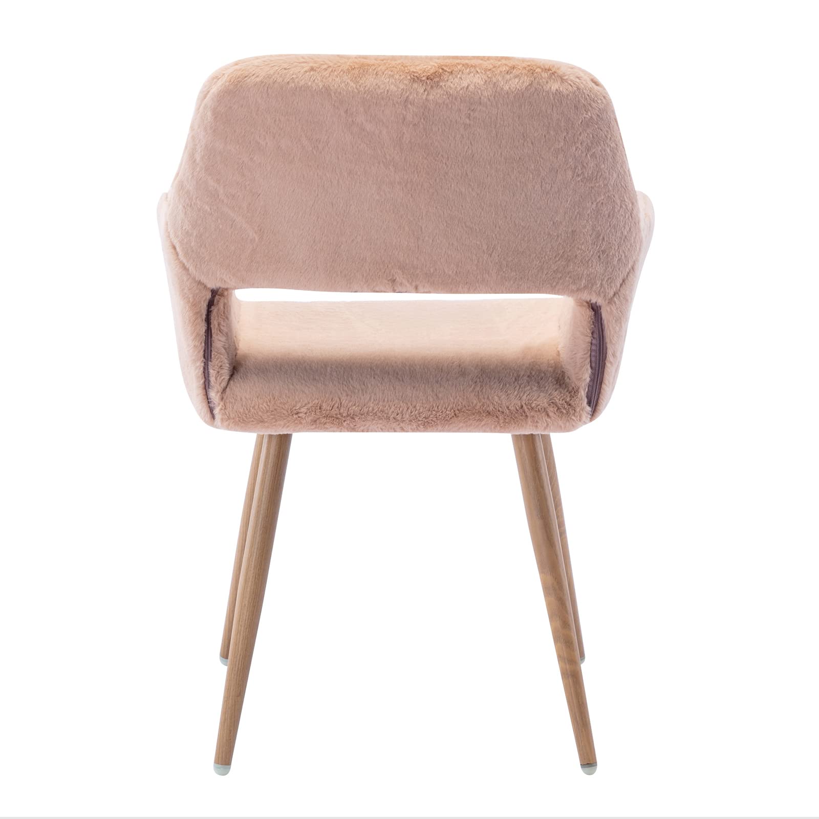 Faux Fur Desk Chair Without Wheels - Fluffy Vanity Chair with Metal Legs, Comfortable Home Office Chair for Women & Girls - Soft Makeup Chair with Hollow Back & Arms for Bedroom, Living Room, Study - Perfect for Home Office, Dressing Table, Reading Nook & Cozy Spaces