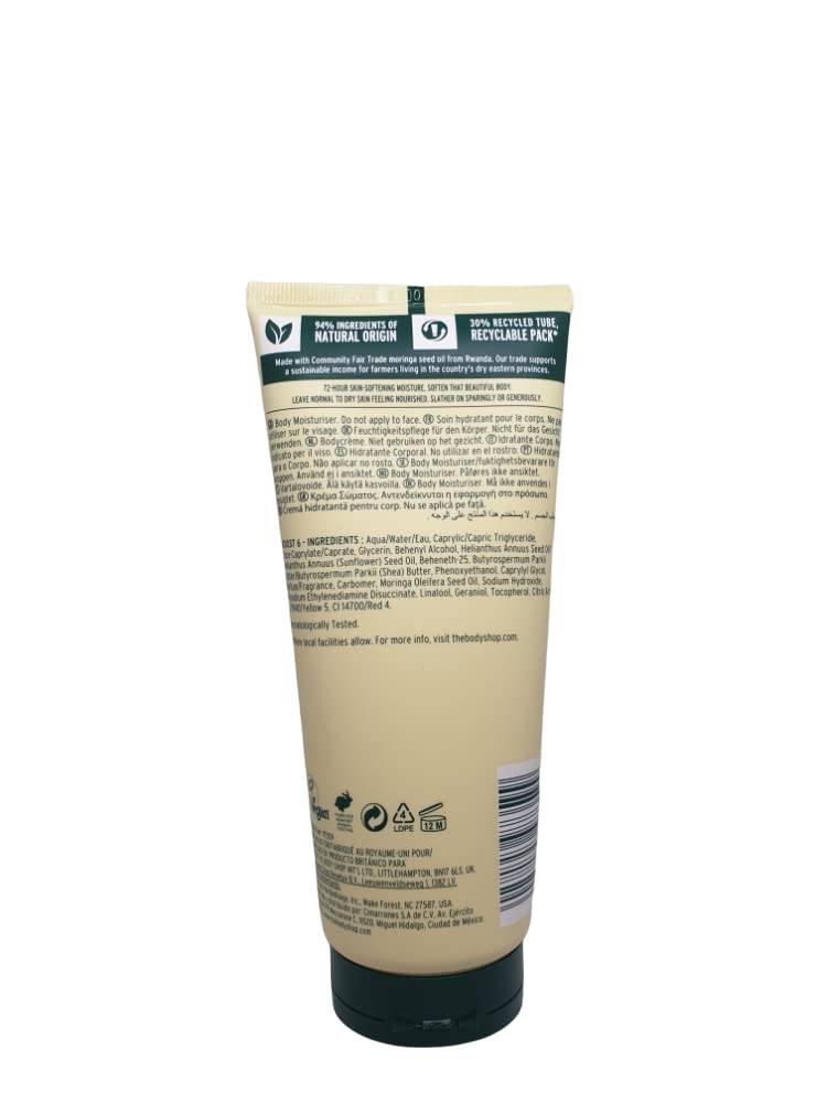 Humidex The Body Shop Moringa Body Lotion to Milk - 72H Moisturizing Vegan Cream for Normal to Dry Skin (200ml) | Hydrating Daily Body Care for Women & Men