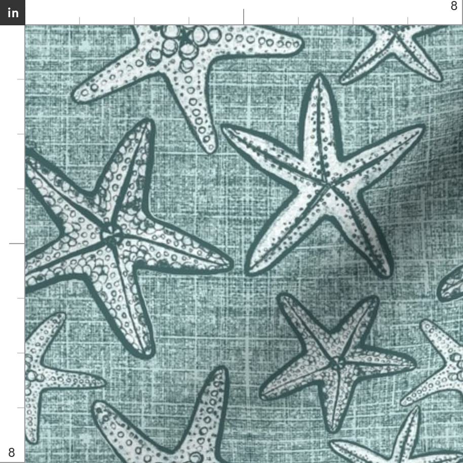 Starfish Textured Pine Mint Printed Minky Fabric Fat Quarter - Soft Plush for Sewing Baby Blankets, Quilt Backing & Home Decor - Beach Themed Nursery & Coastal Living Room Accents