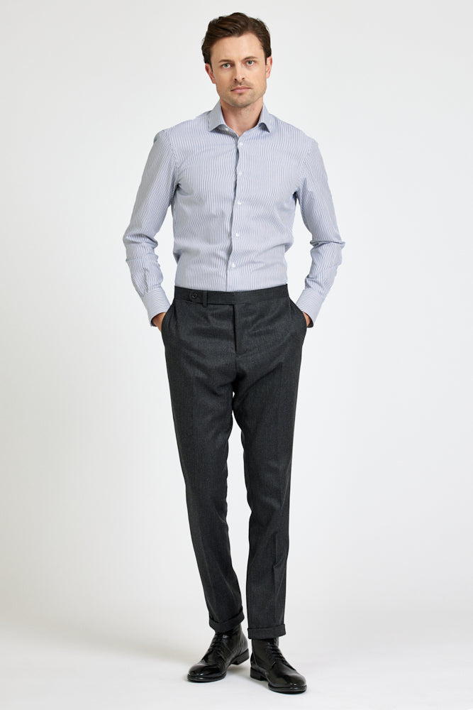 Pilot Super Lux (BC) Shirt - Dark Navy & White Striped 100% Cotton Men's Dress Shirt | Business Casual & Office Wear