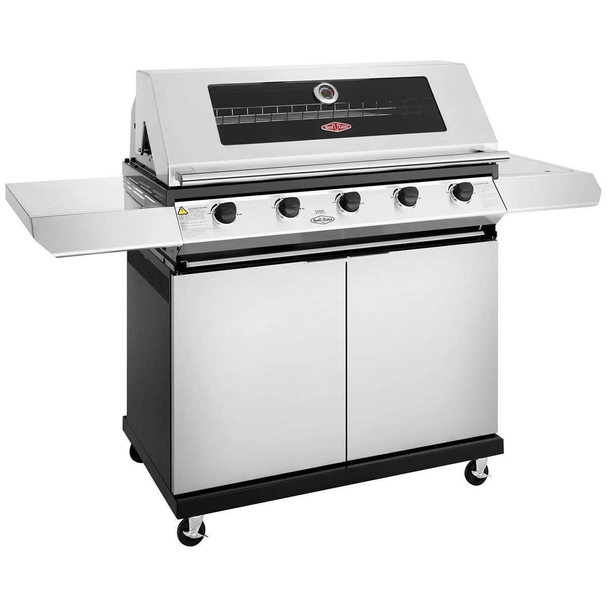 Beefeater 1200 Series 5-Burner LPG Gas Grill with Side Burner & Rolling Cart - BMG1251SB - Perfect for Backyard BBQs, Outdoor Cooking & Family Gatherings