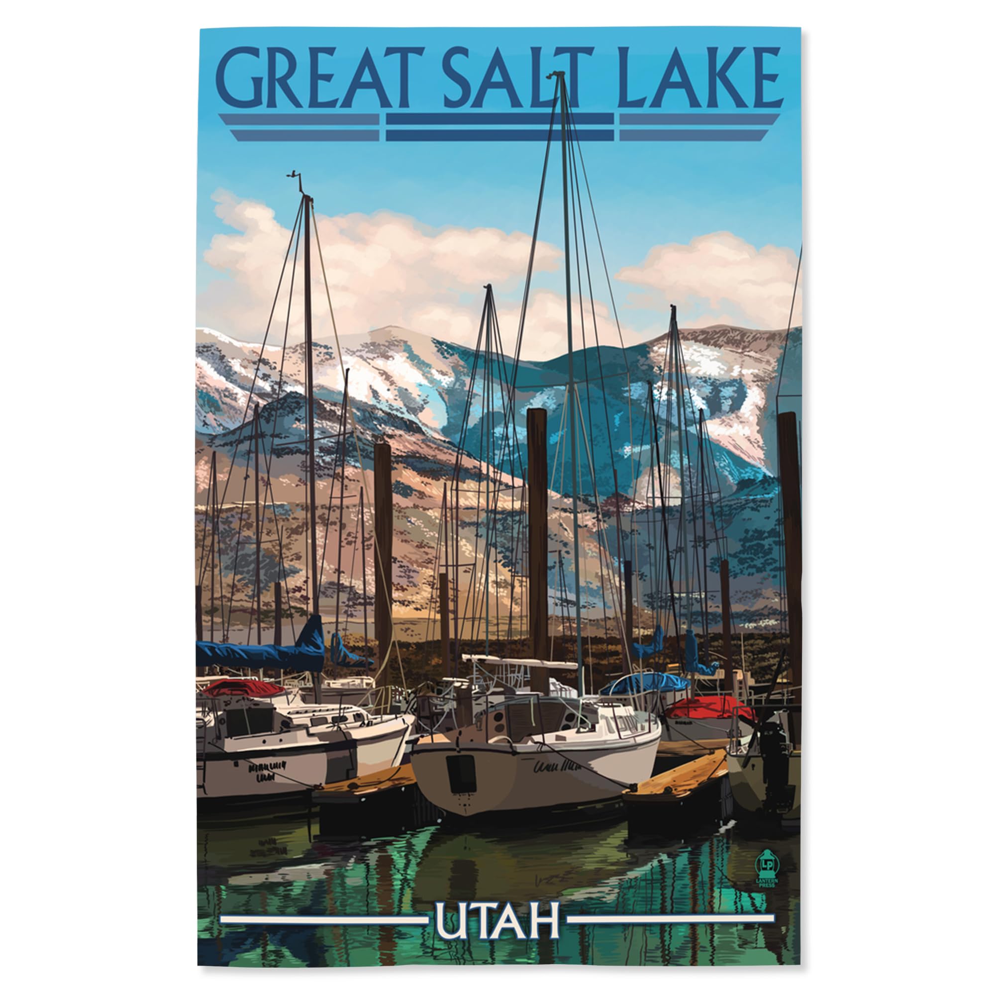 Lantern Press 16x24 Inch Giclee Print - Great Salt Lake Utah Marina Landscape Wall Art - Perfect for Home Decor, Office & Living Room Wall Decor