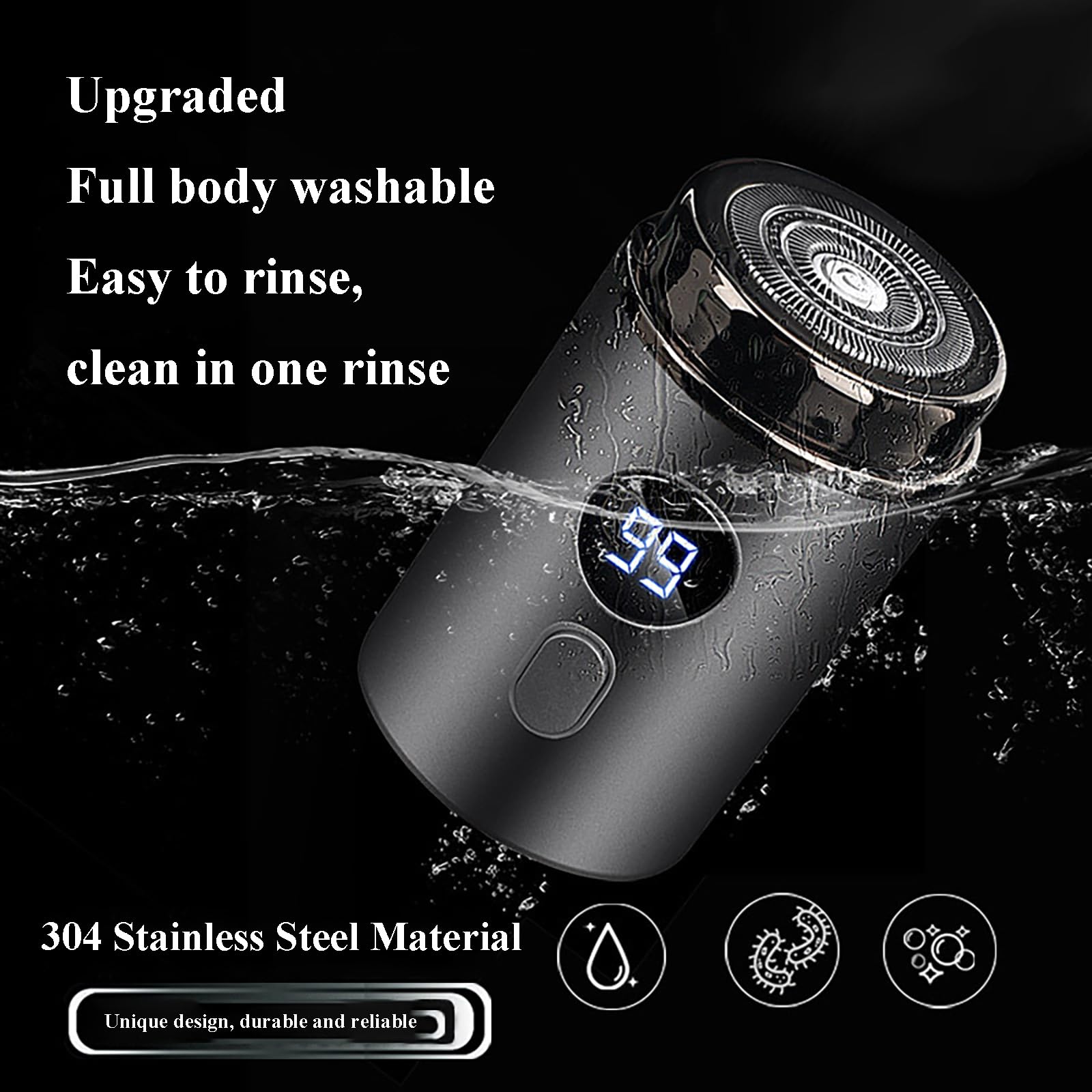 2025 Upgraded Mini Portable Electric Shaver - USB C Rechargeable with LED Power Display - Compact Travel & Car Trimmer for Men - Home & Office Grooming Essential (Blue)