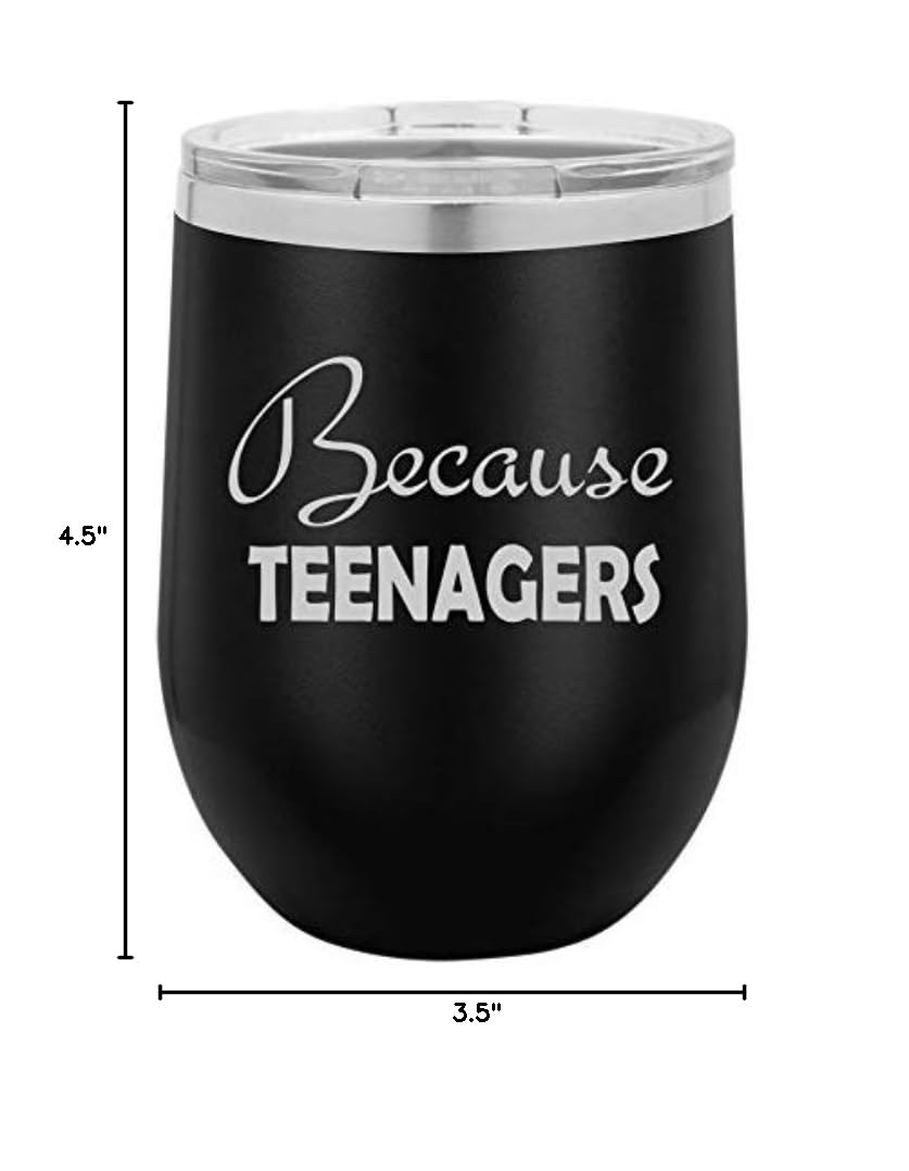 12 oz Double Wall Vacuum Insulated Stainless Steel Wine Tumbler with Lid - Stemless Coffee Travel Mug for Hot & Cold Drinks - Leakproof & Durable for Office, Commute, Camping & Outdoor Activities (Black)