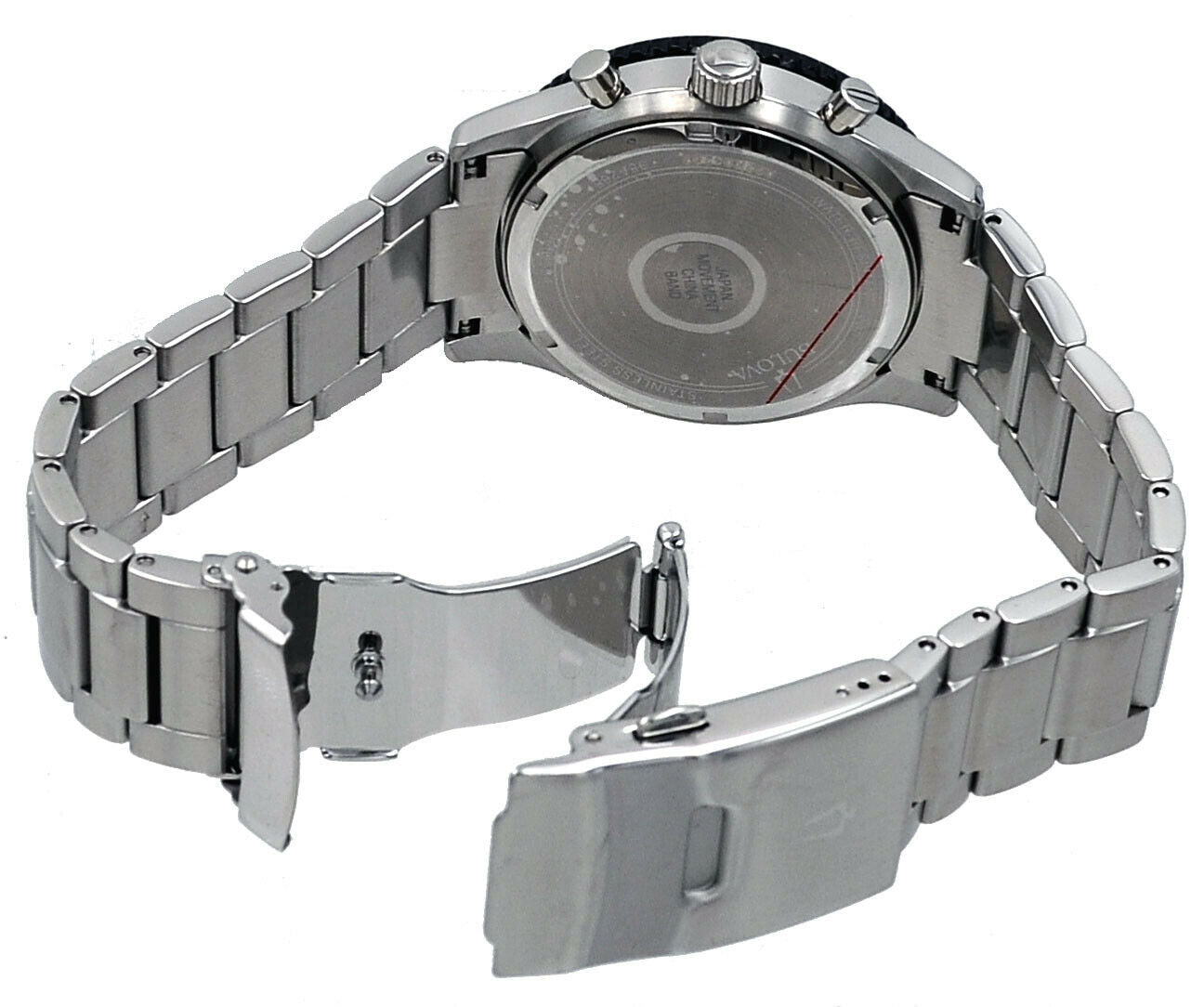 Bulova 98A268 Men's Chronograph Watch - Stainless Steel Case, Black Dial, Water Resistant Sports Watch for Running, Swimming & Outdoor Activities