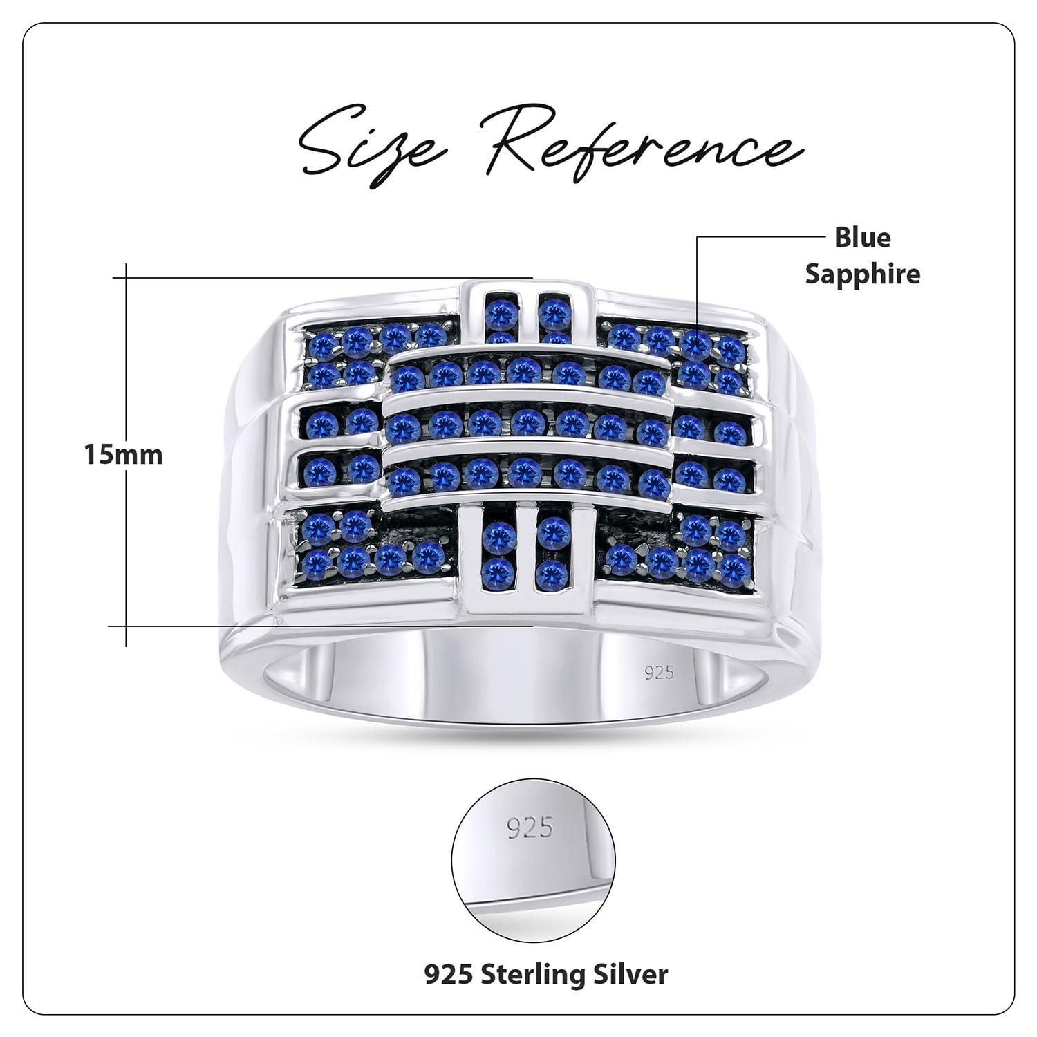 14k Gold Over Sterling Silver Round Cut Simulated Blue Sapphire Men's Band Ring - Elegant Jewelry Gift for Dad, Husband, Boyfriend | Perfect for Father's Day, Anniversary, Wedding & Special Occasions