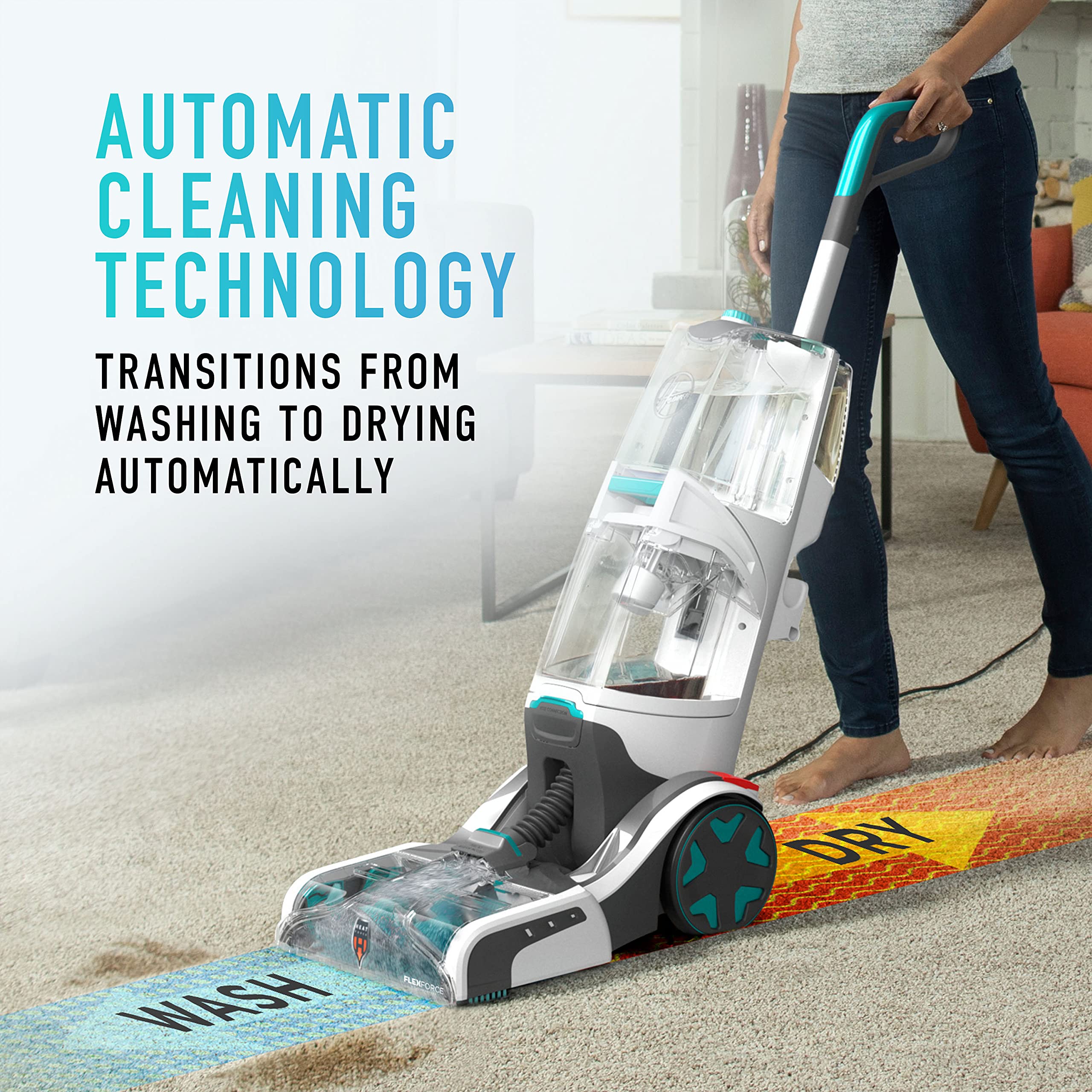 Hoover Smartwash Automatic Carpet Cleaner FH52000 (Turquoise) + Oxy Deep Cleaning Carpet Shampoo 50oz (AH30950) & Renewal Deep Cleaning Formula 64oz - Powerful 3-in-1 Carpet Cleaning System for Pet Stains, High-Traffic Areas & Deep Home Refresh