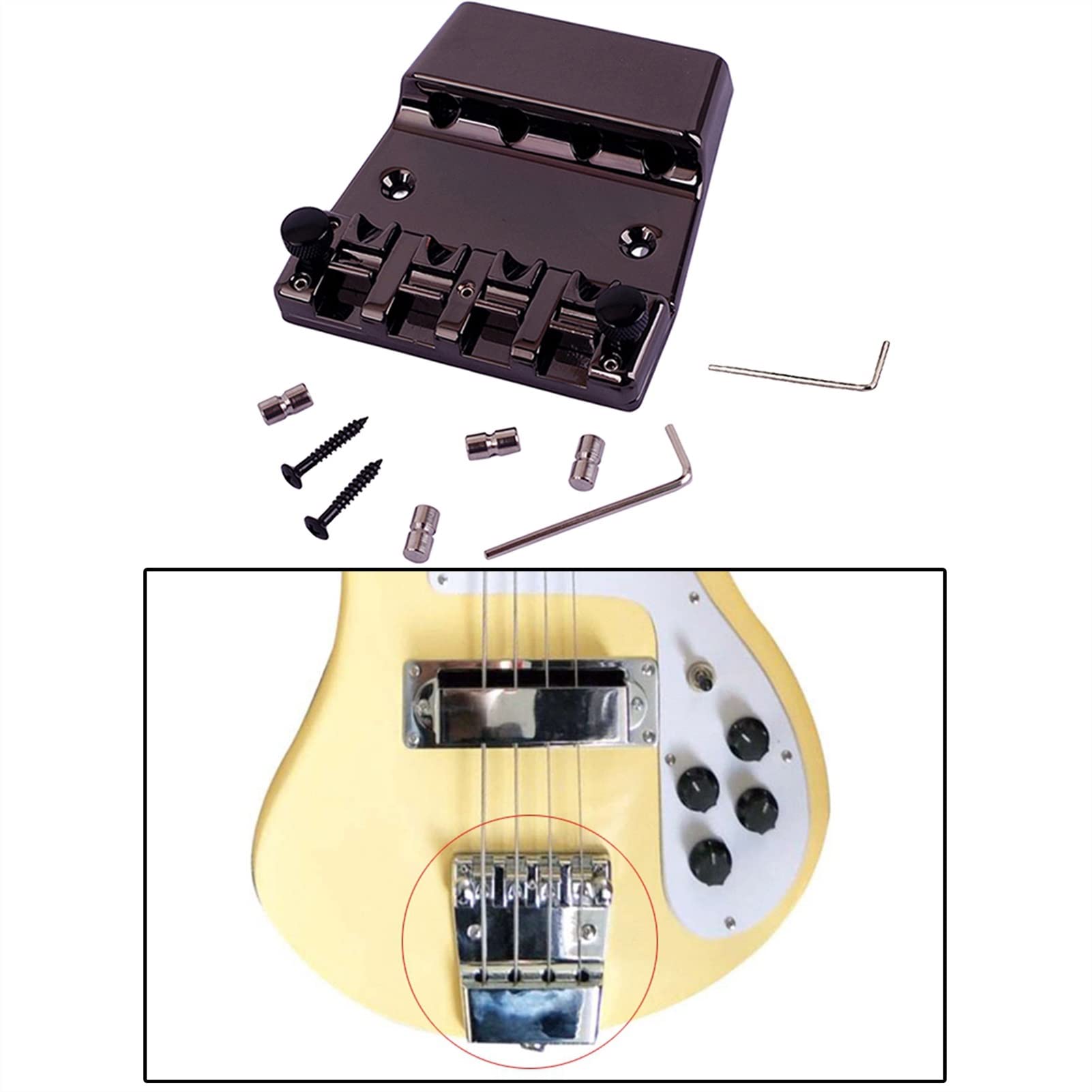 4 String Bass Bridge - High-Quality Electric Bass Guitar Replacement Bridge for Enhanced Tone & Stability | Perfect for DIY Repairs & Upgrades
