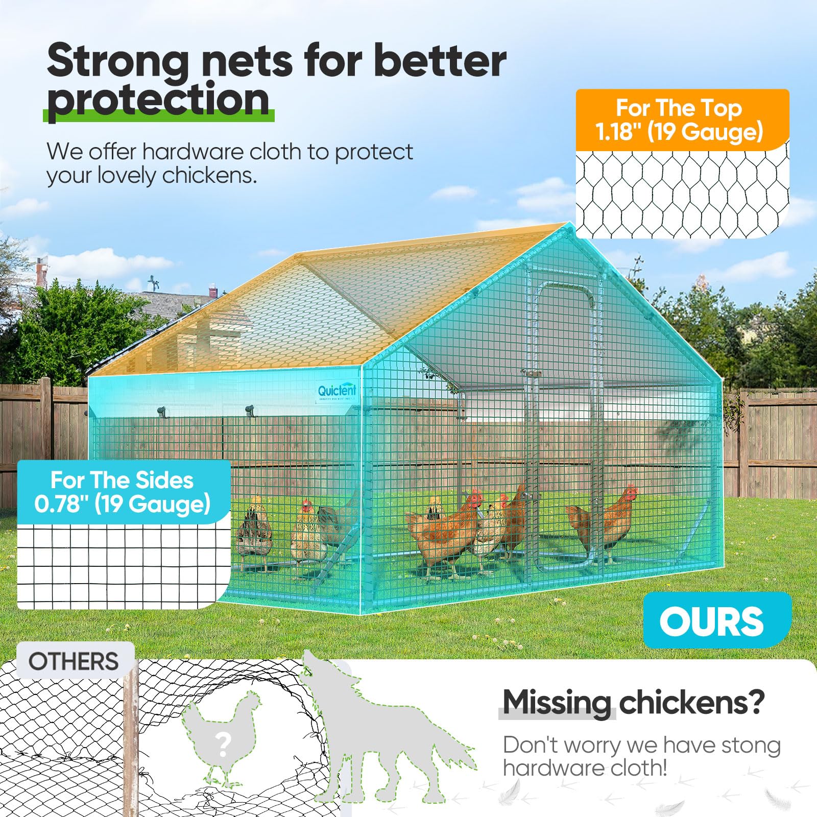 Quictent 6.6x9x6.6FT Large Walk-in Metal Chicken Coop with Galvanized Hardware Cloth & Waterproof Roof - Outdoor Poultry Cage for 10+ Chickens, Ducks, Hens - Perfect for Backyard Farms, Homesteads & Urban Chicken Keeping