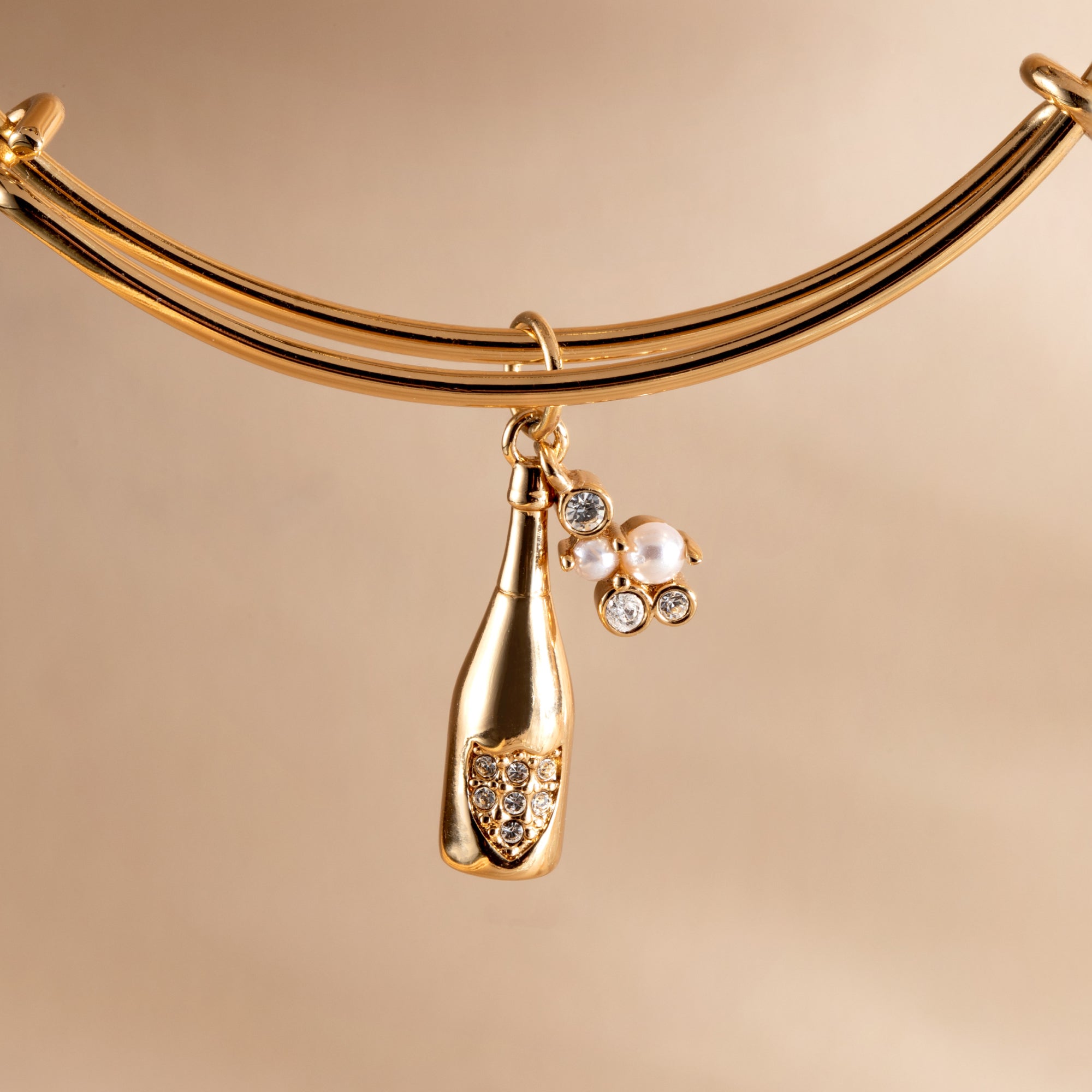 Elegant Champagne Gold Bangle Bracelet for Women - Perfect for Weddings, Parties & Special Occasions