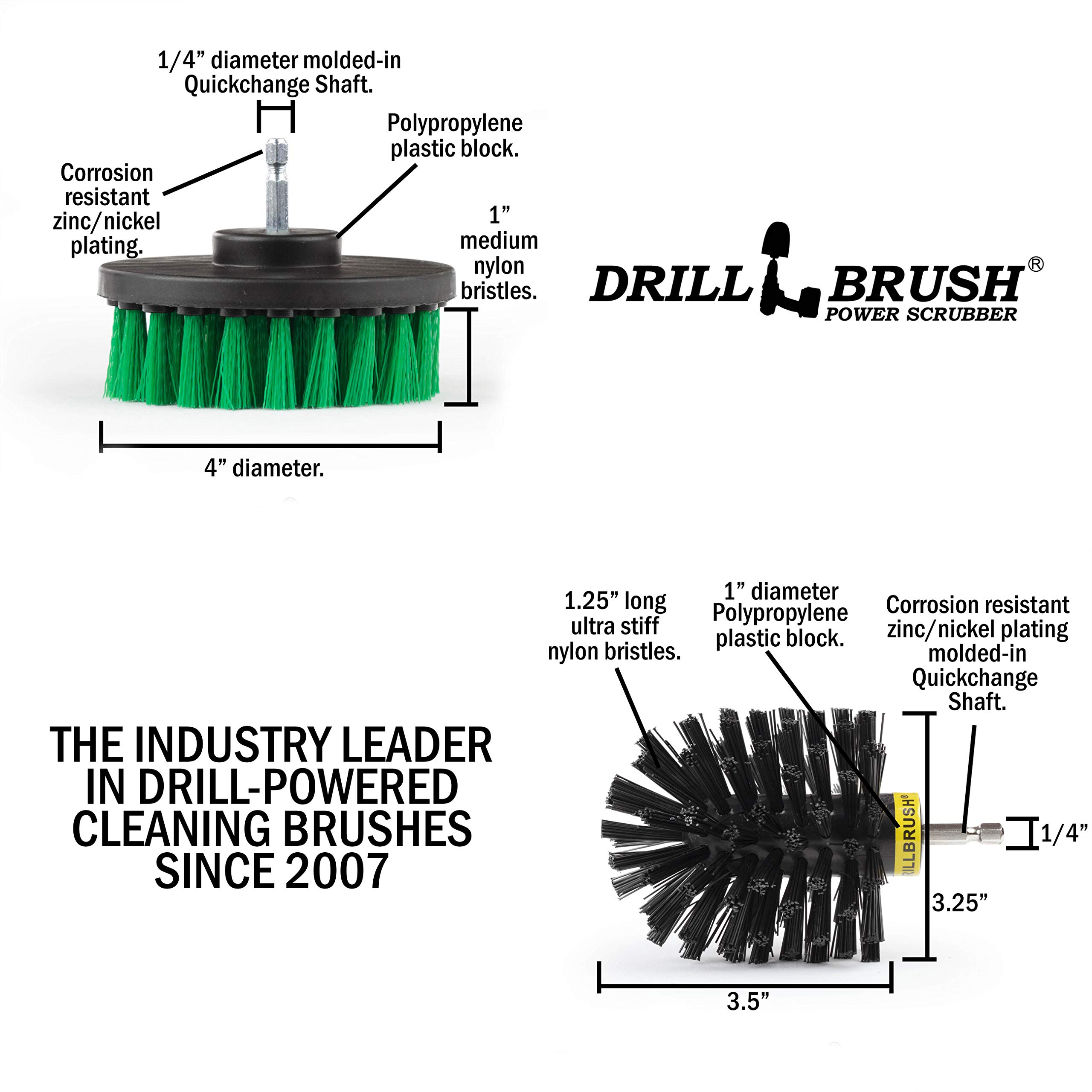 Drillbrush Cordless Tile and Grout Scrubber Kit - Power Scrubber for Bathroom Cleaning, Shower Tiles, Sinks & Kitchen Surfaces