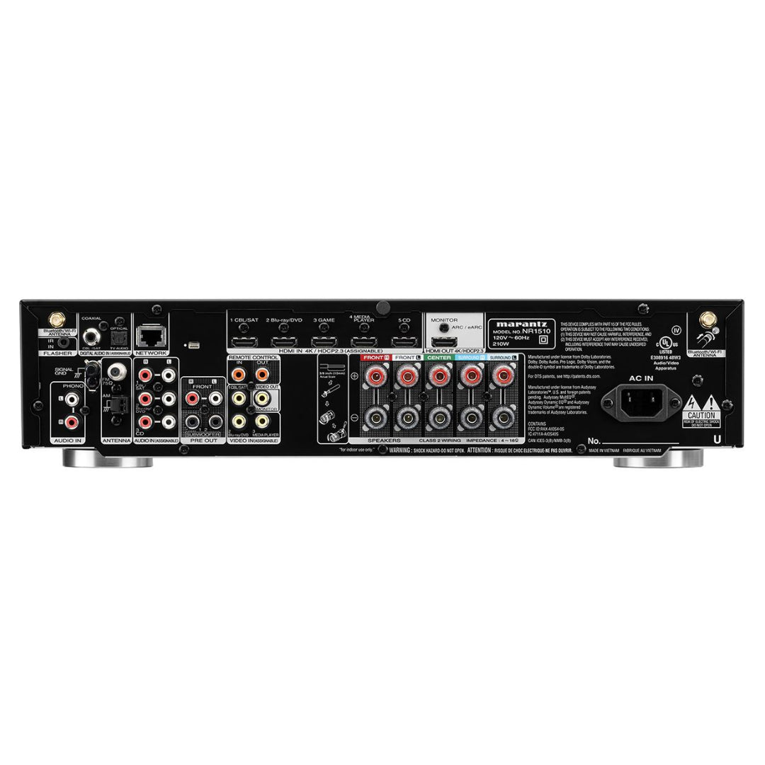 Marantz NR1510 Slim 5.2 Channel 4K Ultra HD AV Receiver with HEOS Built-in | Home Theater System for Movies, Music & Gaming | Compact Design for Small Spaces