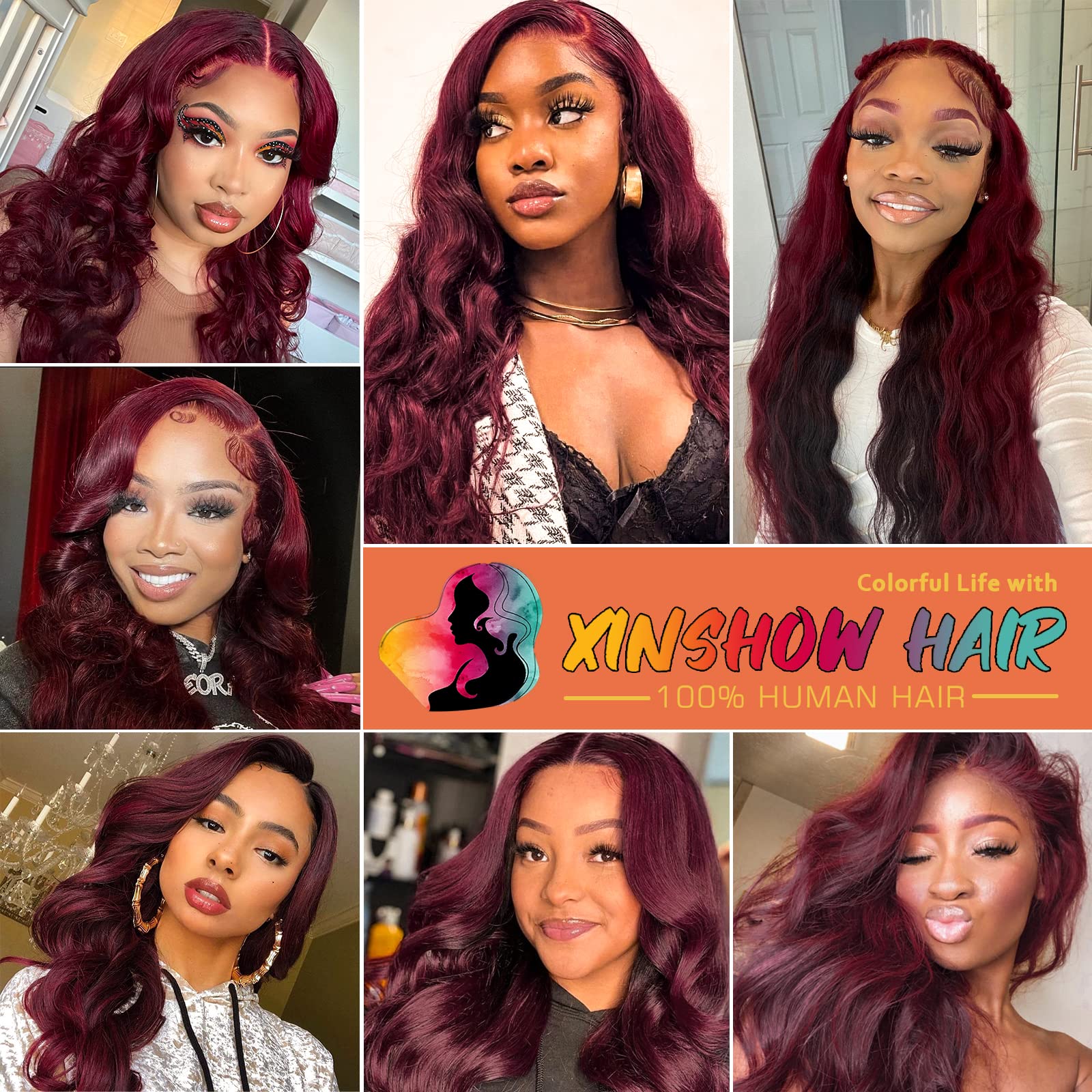 99J Burgundy 13x6 Lace Front Wigs Human Hair - Pre Plucked Bleached Knots with Baby Hair, 180% Density Body Wave Glueless Wig for Black Women (26 Inch) - Perfect for Daily Wear, Parties, Weddings & Special Occasions