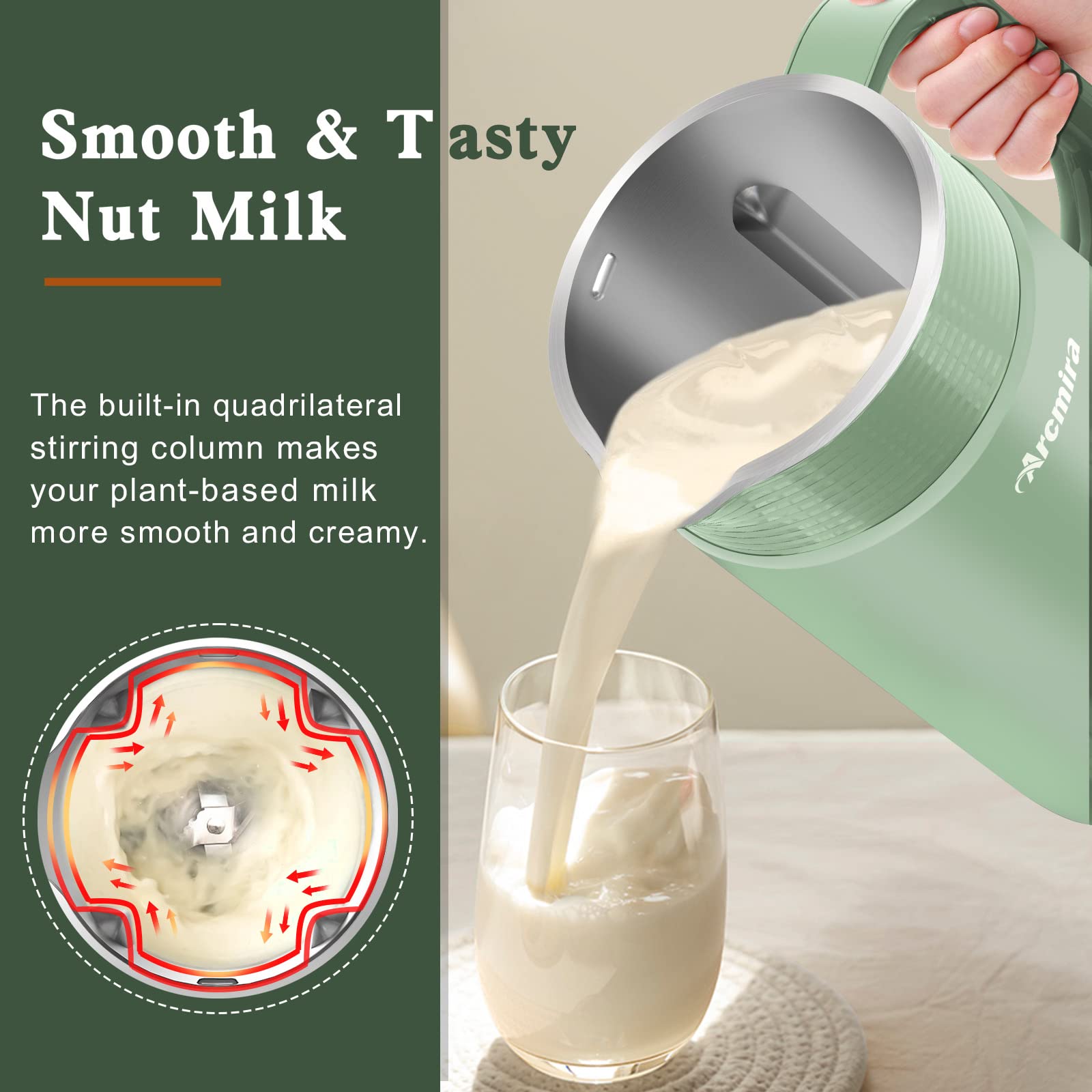 Automatic Nut Milk Maker Machine - 20oz for Homemade Almond, Oat, Soy & Plant-Based Non-Dairy Milk | Delay Start, Keep Warm & Boil Functions | Includes Nut Milk Bag | Perfect for Vegan, Keto & Healthy Lifestyles | Great for Breakfast, Smoothies & Coffee Drinks