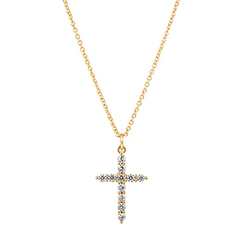 cz gold cross necklace