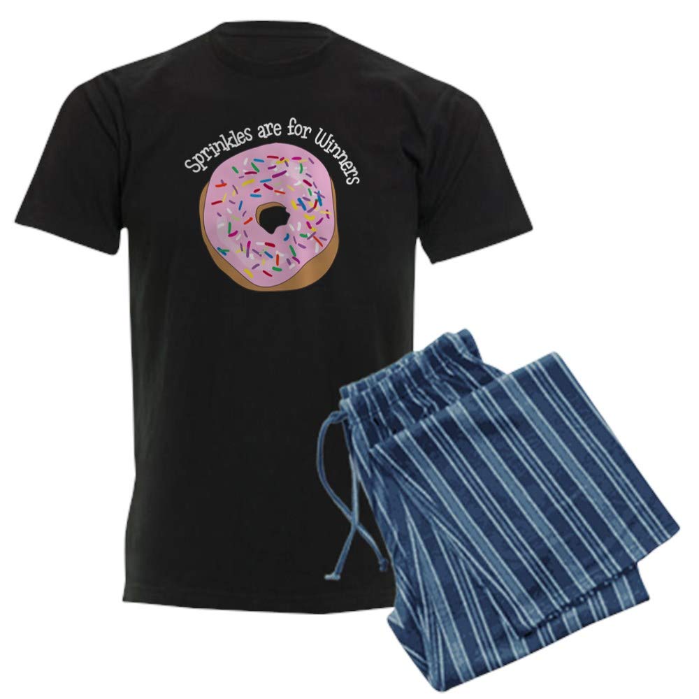 Men's Dark Pajama Set with 'Sprinkles Are For Winners' Print - Comfortable Lounge Pajamas for Sleep & Relaxation - Perfect for Gifts, Holidays and Cozy Nights at Home
