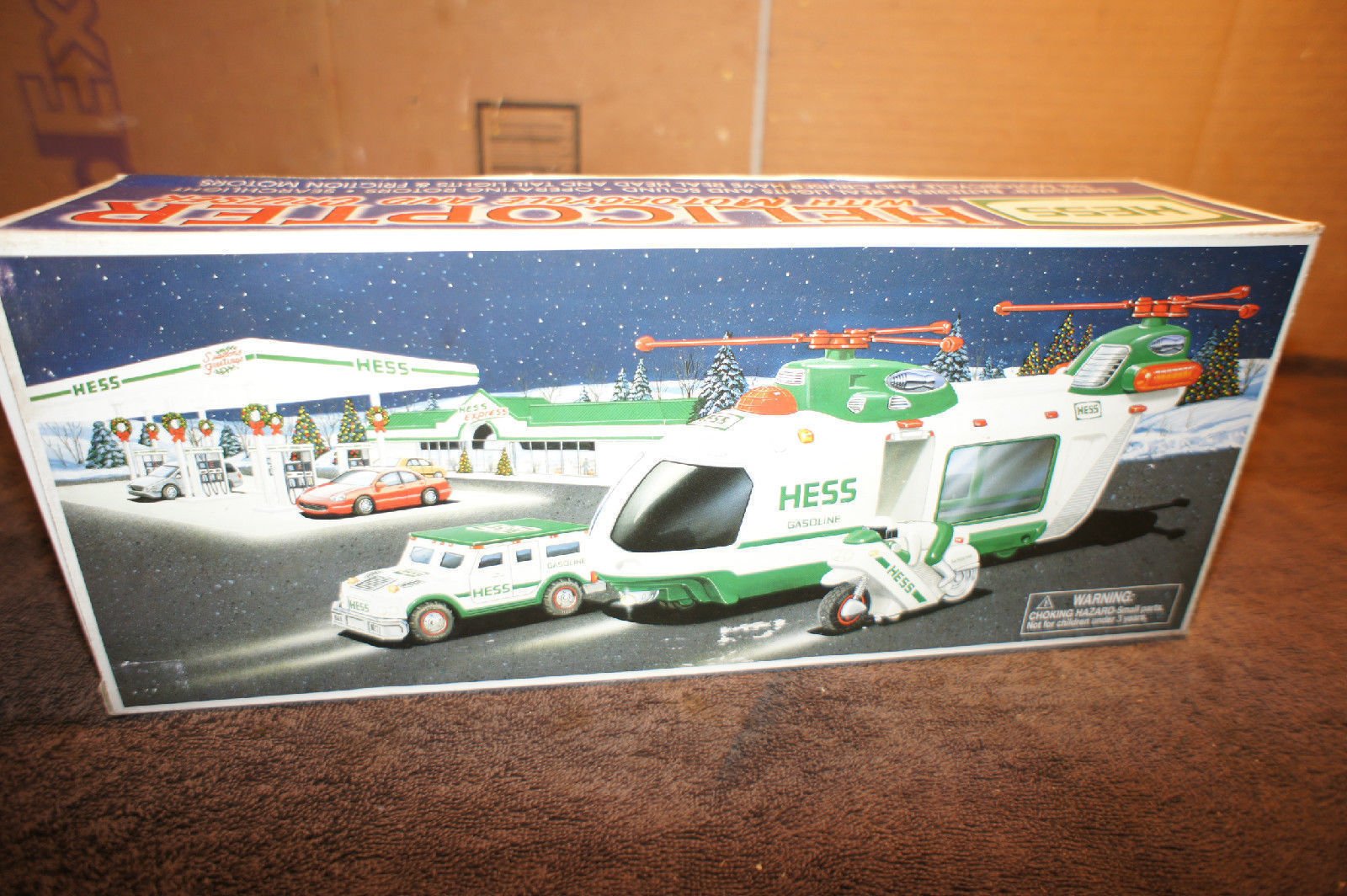 Hess 2001 Collectible Toy Helicopter with Motorcycle & Cruiser - Vintage Christmas Gift for Kids & Collectors - Perfect for Holiday Displays & Toy Collections