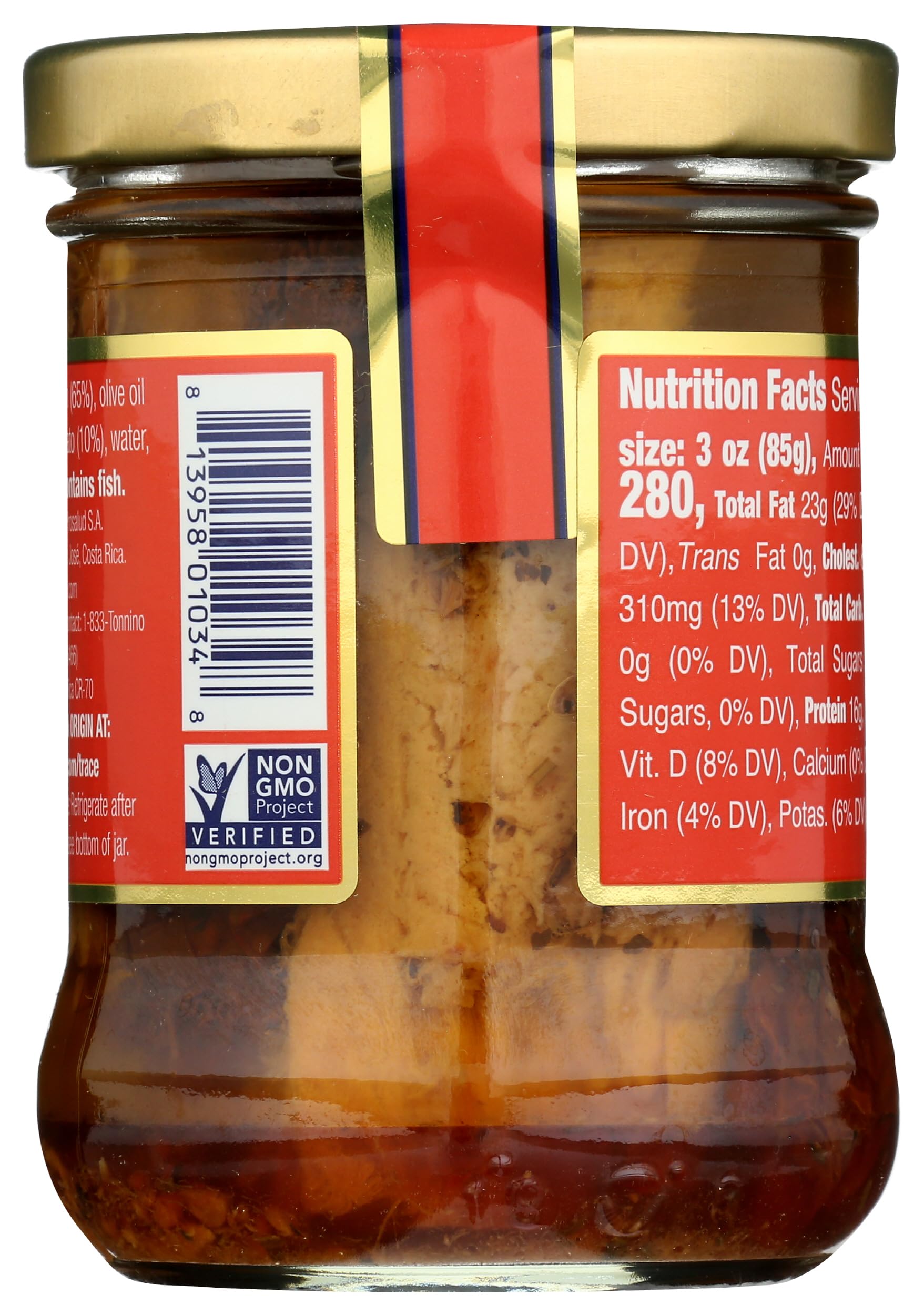 Premium Tonnino Tuna Fillet with Sun-Dried Tomatoes & Basil in Olive Oil - 6.3 oz Can - High Protein, Keto & Paleo Friendly - Perfect for Salads, Sandwiches & Pasta Dishes