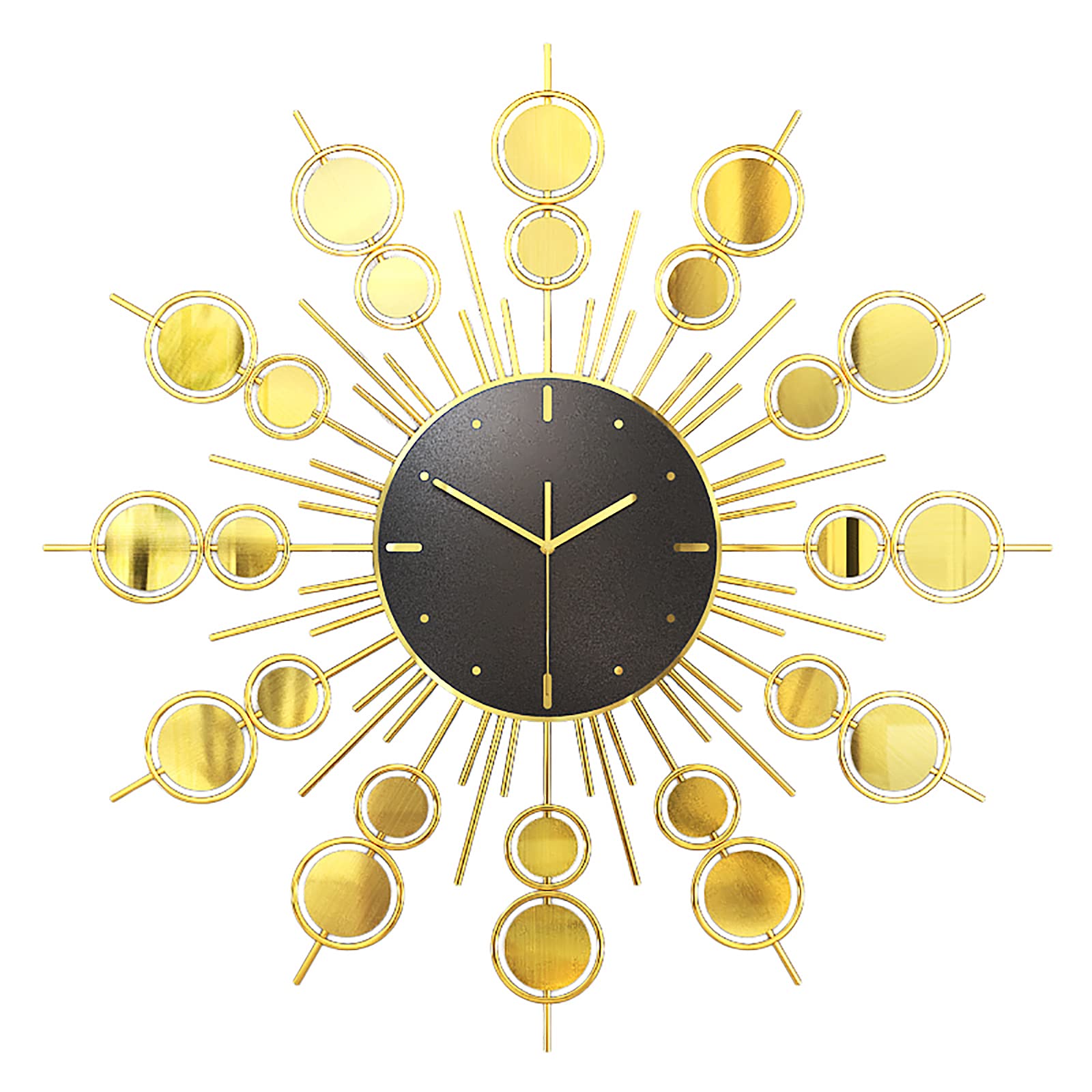 ZWYY 28 Inch Starburst Wall Clock - Mid Century Modern Silent Non-Ticking Decorative Clock, Stylish Luxury Home Decor for Living Room, Bedroom & Office | Perfect for Vintage Decor, Farmhouse Style & Wall Art Display