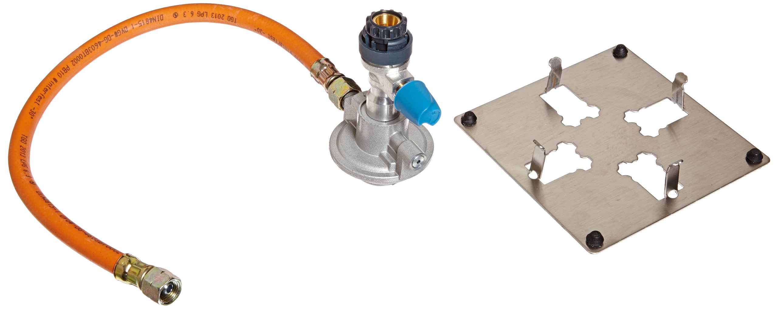 6,000 BTU Gas Safety Adapter with Pressure Regulator - Leak Proof Design, 0.5m DVGW Certified Hose & Stainless Steel Stand for CV470/270 Gas Cartridges - Perfect for Outdoor Camping, Grilling & Emergency Preparedness