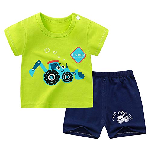 Toddler Baby Boy Clothes Set - Cute Excavator Print Short Sleeve Top & Shorts Outfit for Summer | Playtime, Daycare & Outdoor Adventures