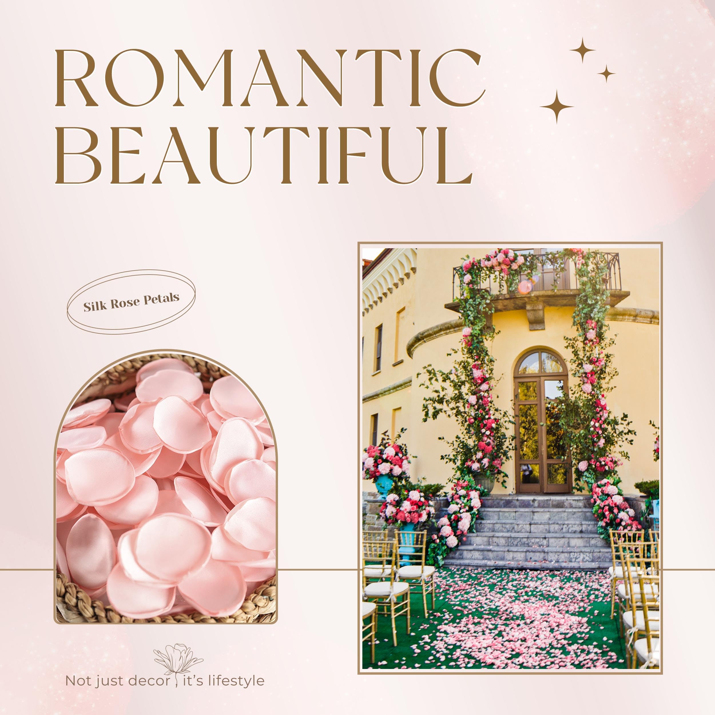 300pcs Artificial Silk Rose Petals - Premium Wedding Aisle Decor, Flower Girl Scatter, Table Centerpieces, Party Confetti & Home Decoration - Perfect for Weddings, Baby Showers, Anniversaries & Romantic Events