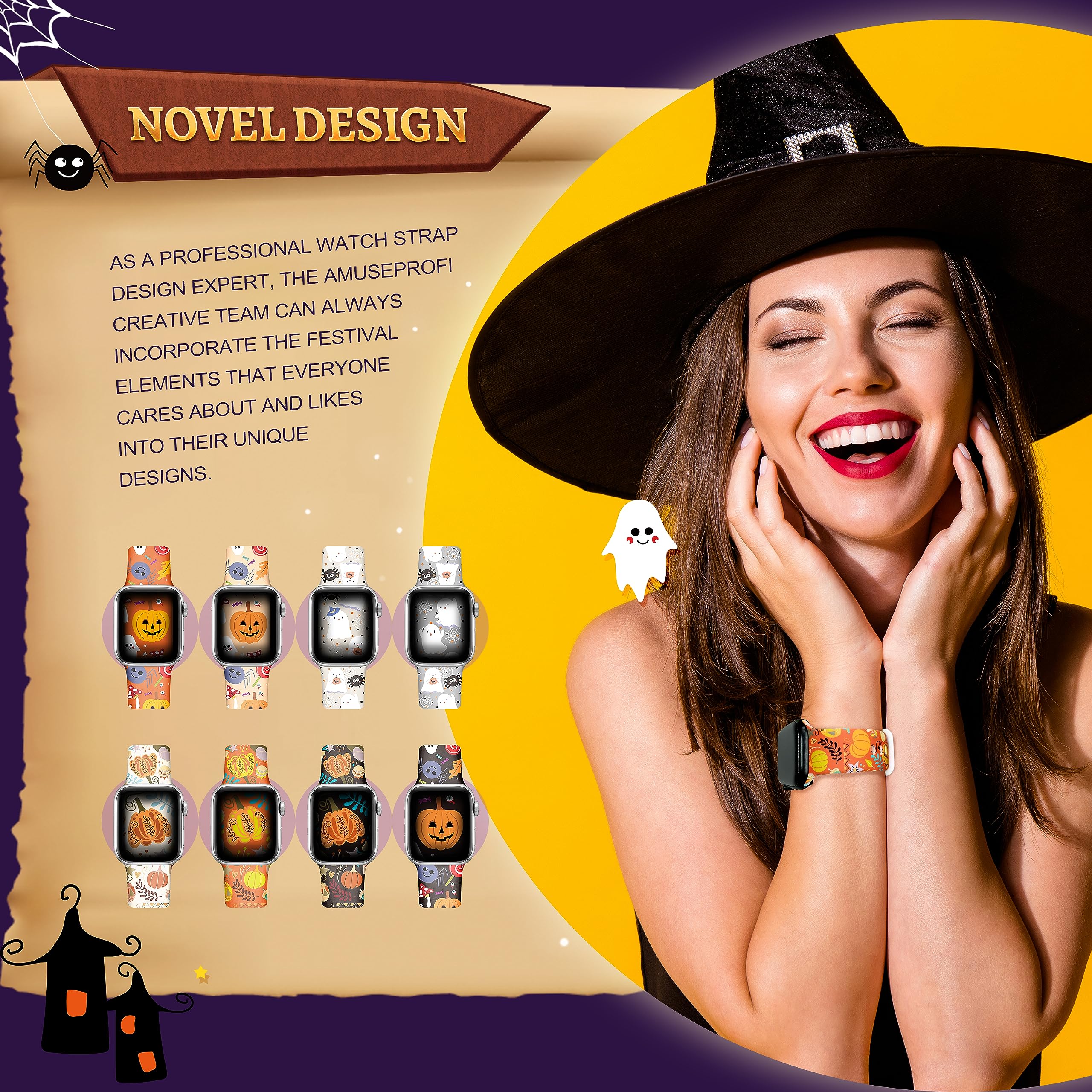 Halloween & Christmas Apple Watch Bands for Women - Compatible with Apple Watch 38mm 40mm 41mm 42mm 44mm 45mm 49mm & Series Ultra/8/7/6/5/4/3/2/1/SE - Festive Holiday Watch Straps for Parties & Gifts
