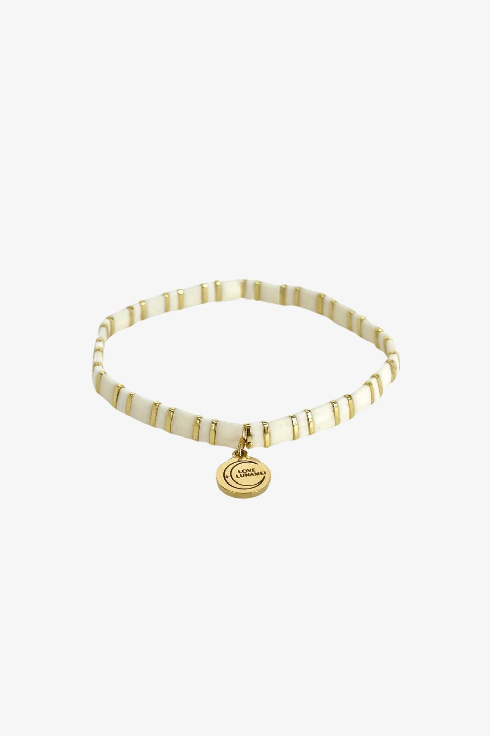 Love Cream Gold Stripe Charm Bracelet with Gold Pendant - Elegant Jewelry Gift for Women, Perfect for Valentine's Day, Anniversary & Special Occasions