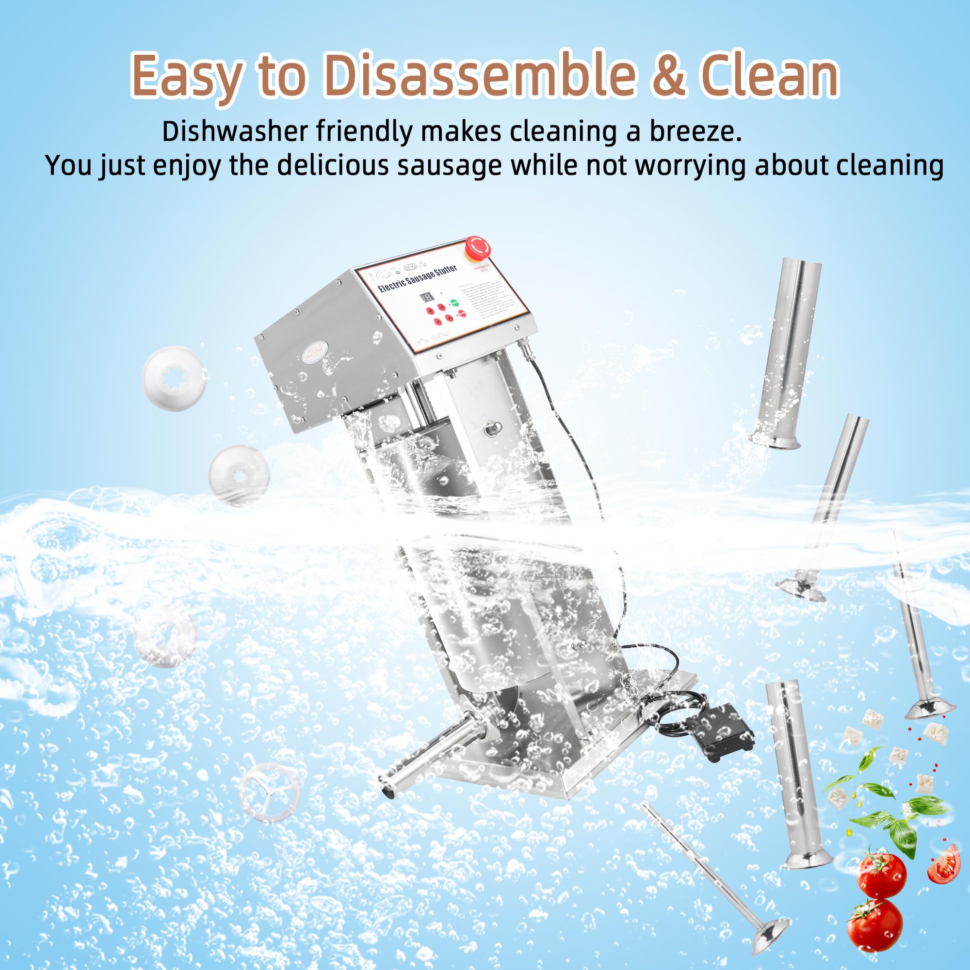 Commercial 22LB Stainless Steel Electric Sausage Stuffer - Vertical Sausage Filling Machine for Home Butchering, Deli & Meat Processing - Perfect for Sausage Making, Jerky, and Ground Meat Stuffing