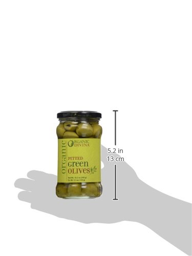 Divina Organic Pitted Green Olives - 5.3 oz Jar | Premium Mediterranean Snack for Salads, Charcuterie Boards & Healthy Recipes