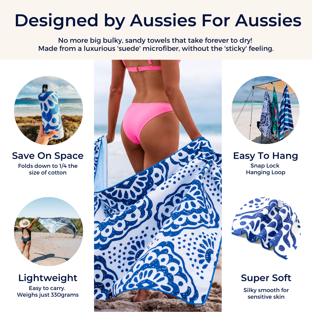 Boho Large Beach Towel with Pouch - Soft, Absorbent & Stylish for Pool, Beach, Picnic & Yoga - 60