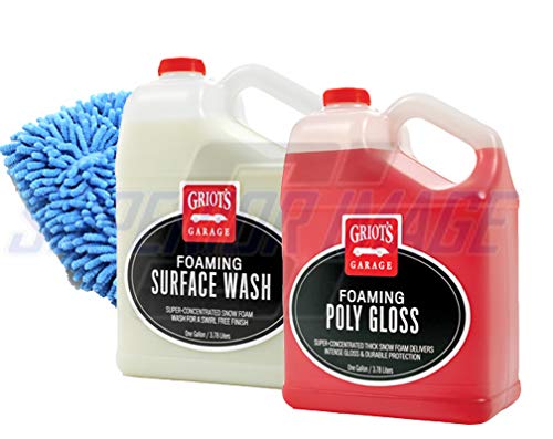 Griot's Garage Foaming Surface Wash & Foaming Poly Gloss 1 Gallon Car Wash Kit with Premium Chenille Wash Mitt - Ultimate Car Detailing Solution for Shine & Protection