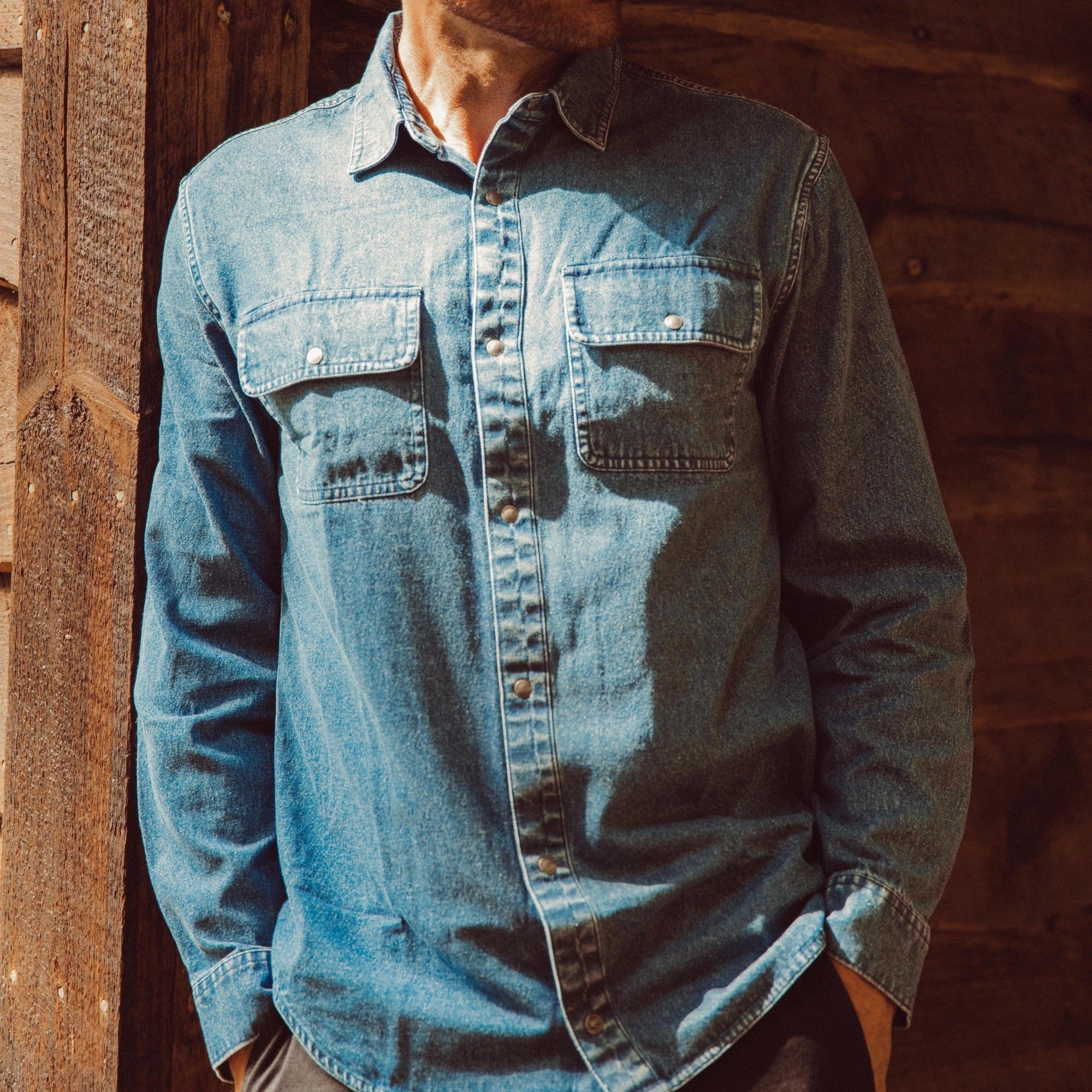 Men's Austin Denim Shirt - Classic Blue Denim Button-Up for Casual & Work Wear | Perfect for Outdoor Activities & Layering
